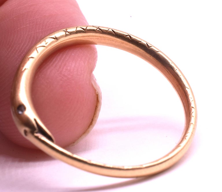 This wonderful Georgian ouroboros snake ring, or Greek for snake swallowing its tail (literally; 