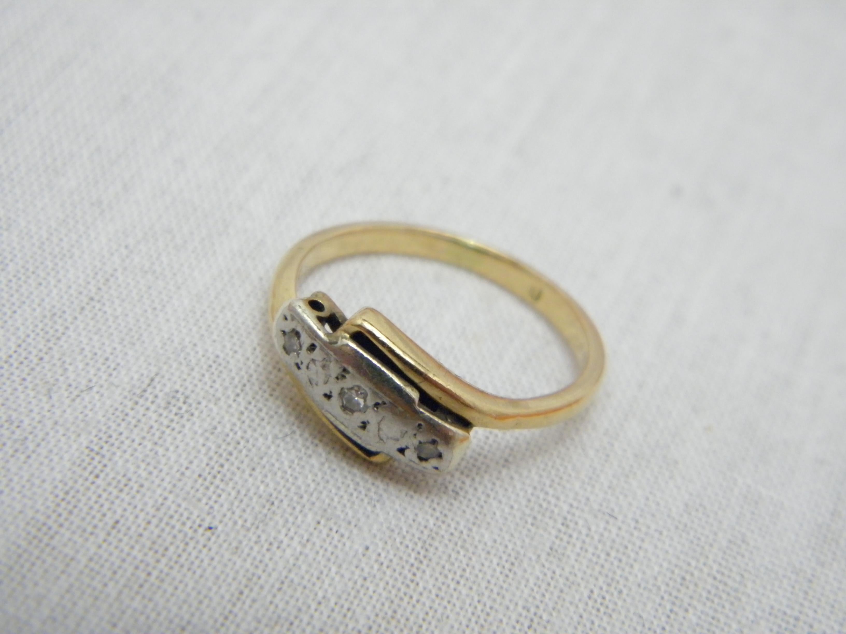George III c1800 Antique 18ct Gold Platinum Diamond Trilogy Bypass Engagement Ring Size I.5