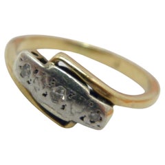 c1800 Antique 18ct Gold Platinum Diamond Trilogy Bypass Engagement Ring Size I.5