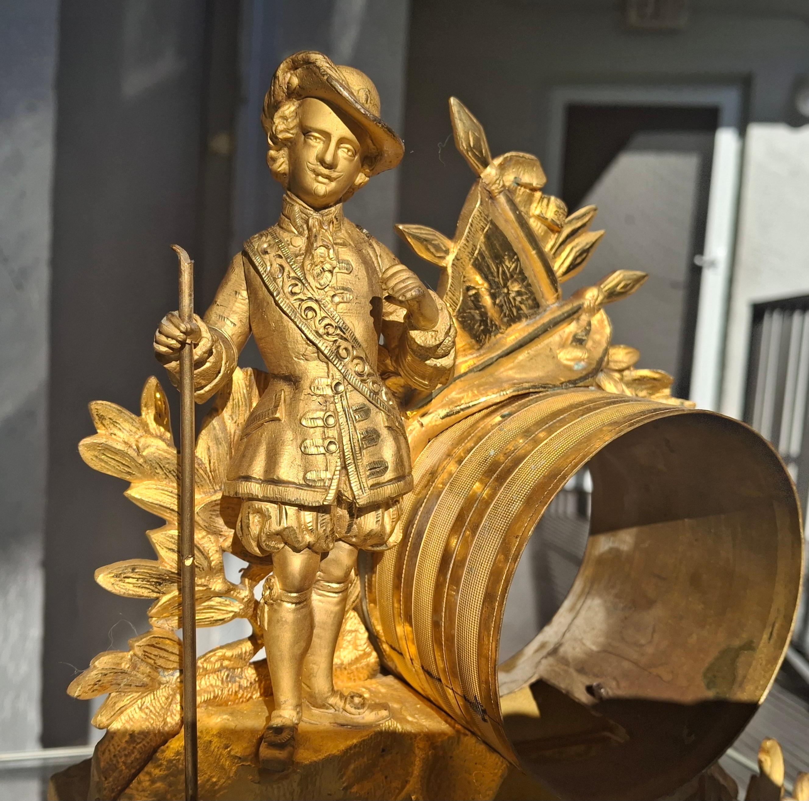c1800 French Rococo Luigi XV Mercurio Bronzo dorato Cassa dell'orologio figurato / Cornice in vendita 9