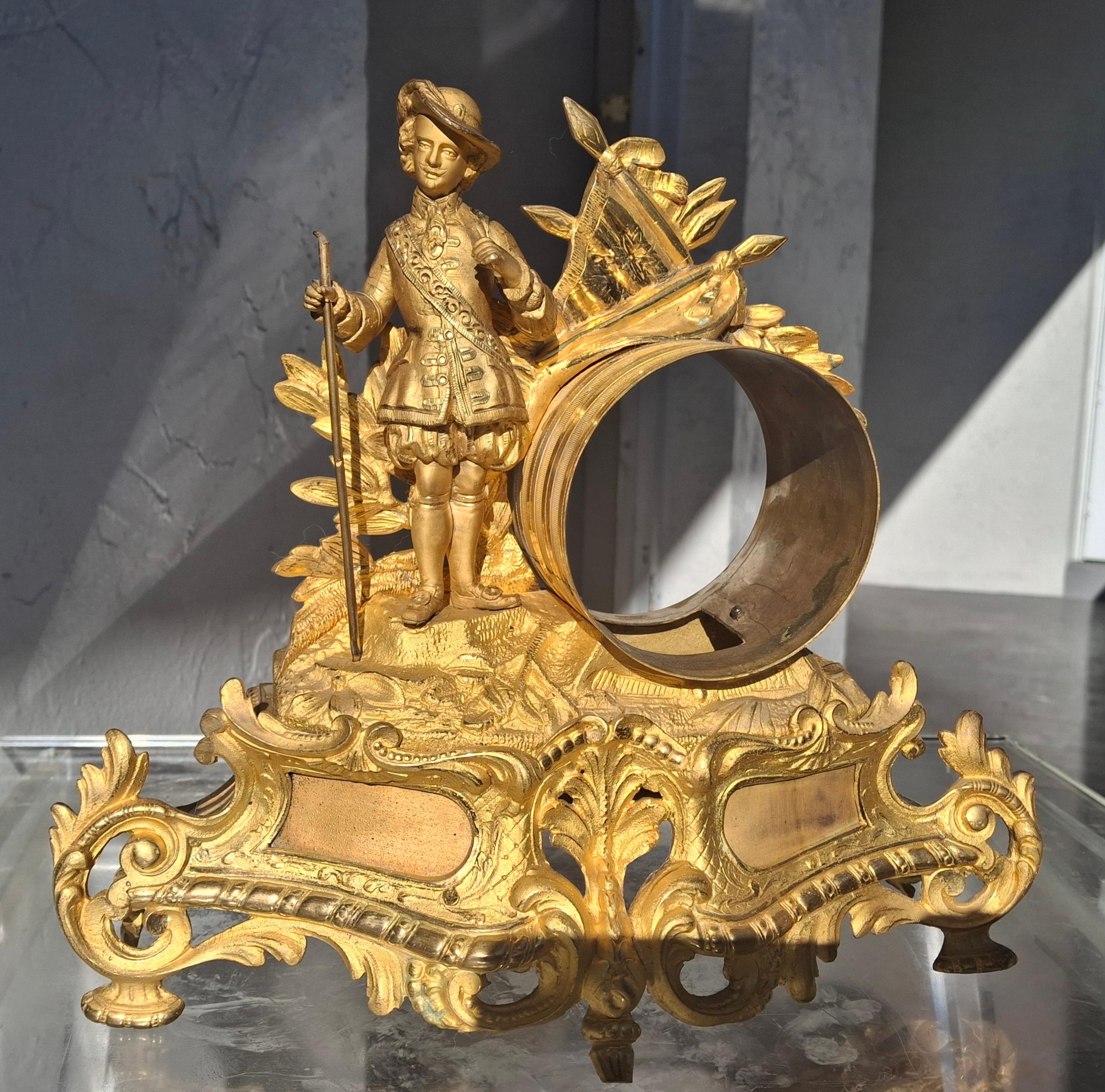 c1800 French Rococo Luigi XV Mercurio Bronzo dorato Cassa dell'orologio figurato / Cornice in vendita 10