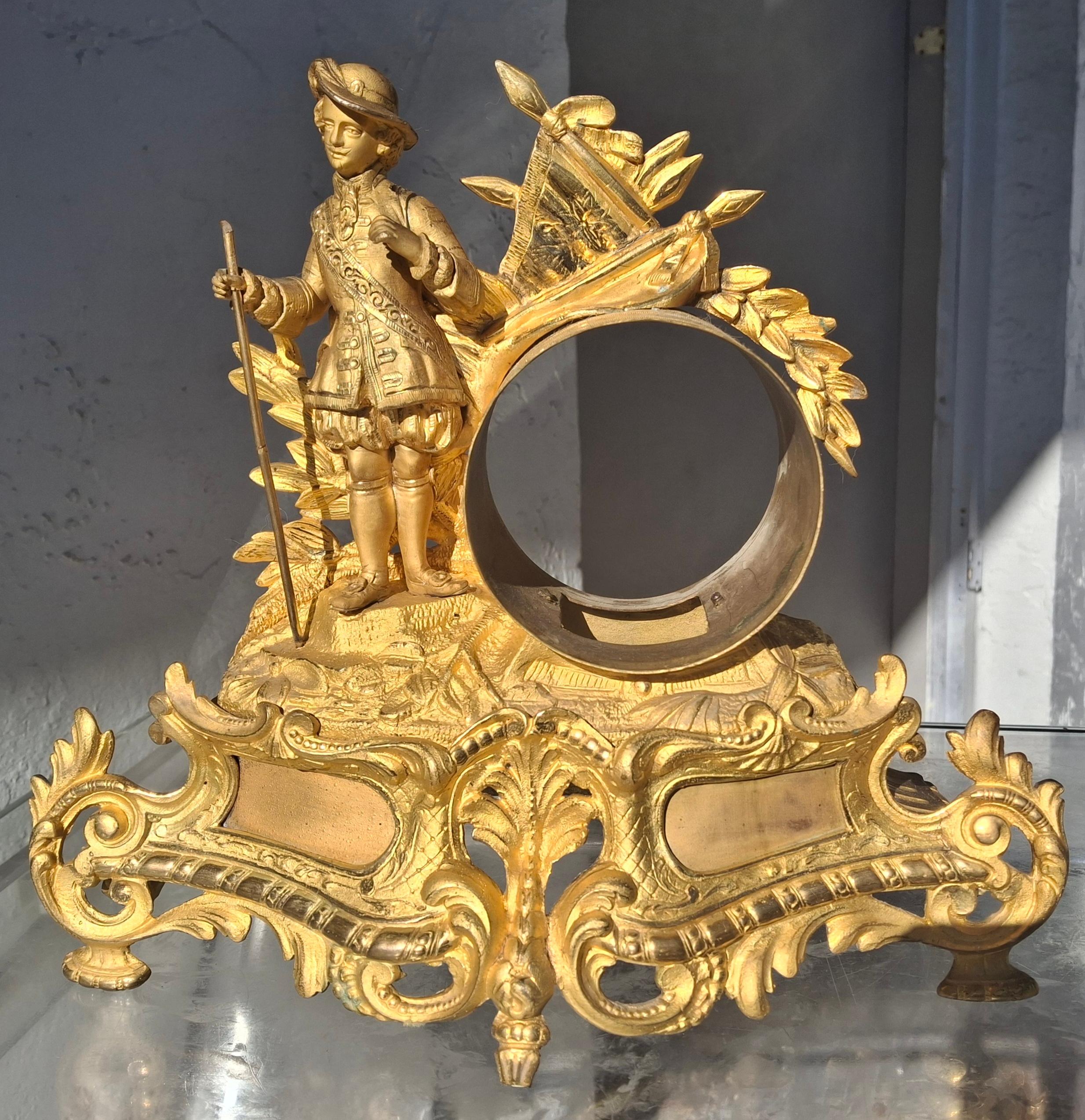 c1800 French Rococo Luigi XV Mercurio Bronzo dorato Cassa dell'orologio figurato / Cornice in vendita 11