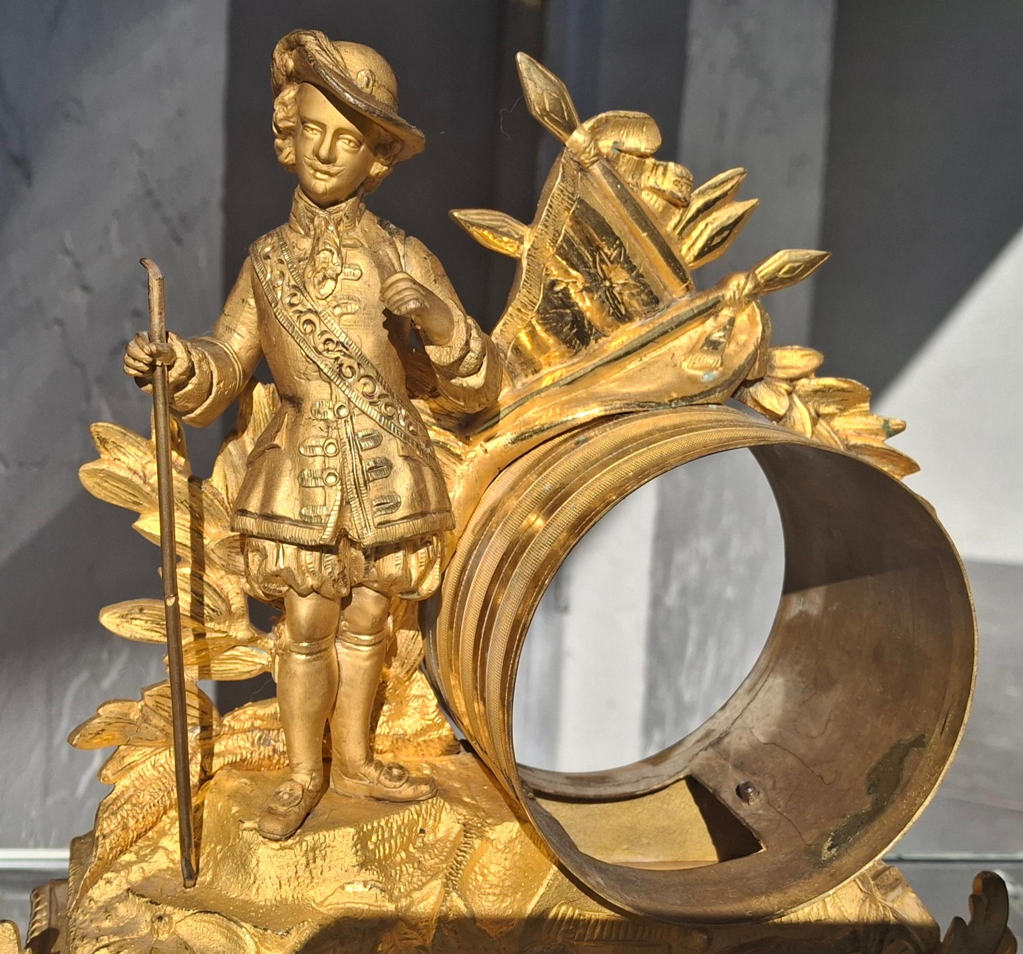 Dorato c1800 French Rococo Luigi XV Mercurio Bronzo dorato Cassa dell'orologio figurato / Cornice in vendita