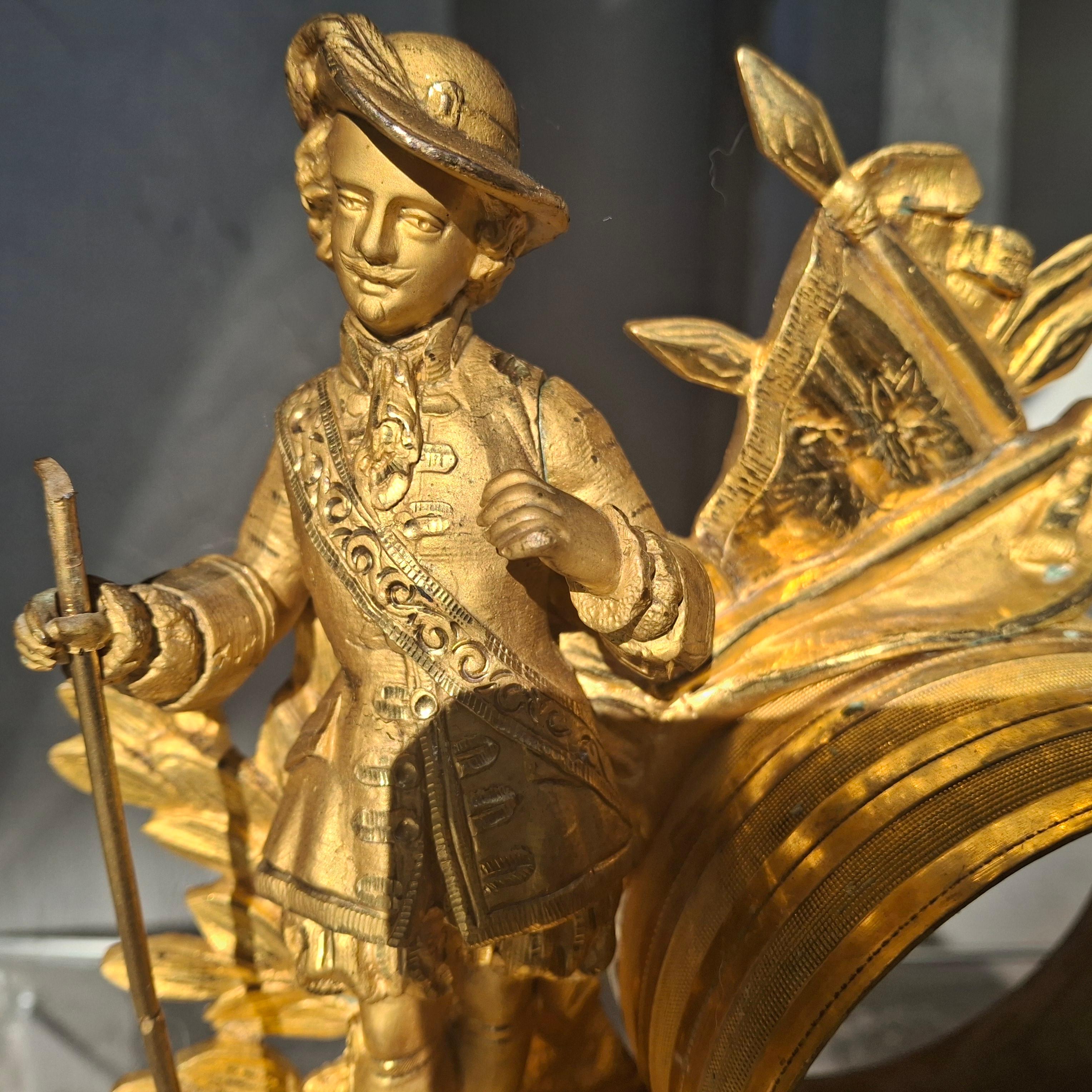 Inizio XIX secolo c1800 French Rococo Luigi XV Mercurio Bronzo dorato Cassa dell'orologio figurato / Cornice in vendita
