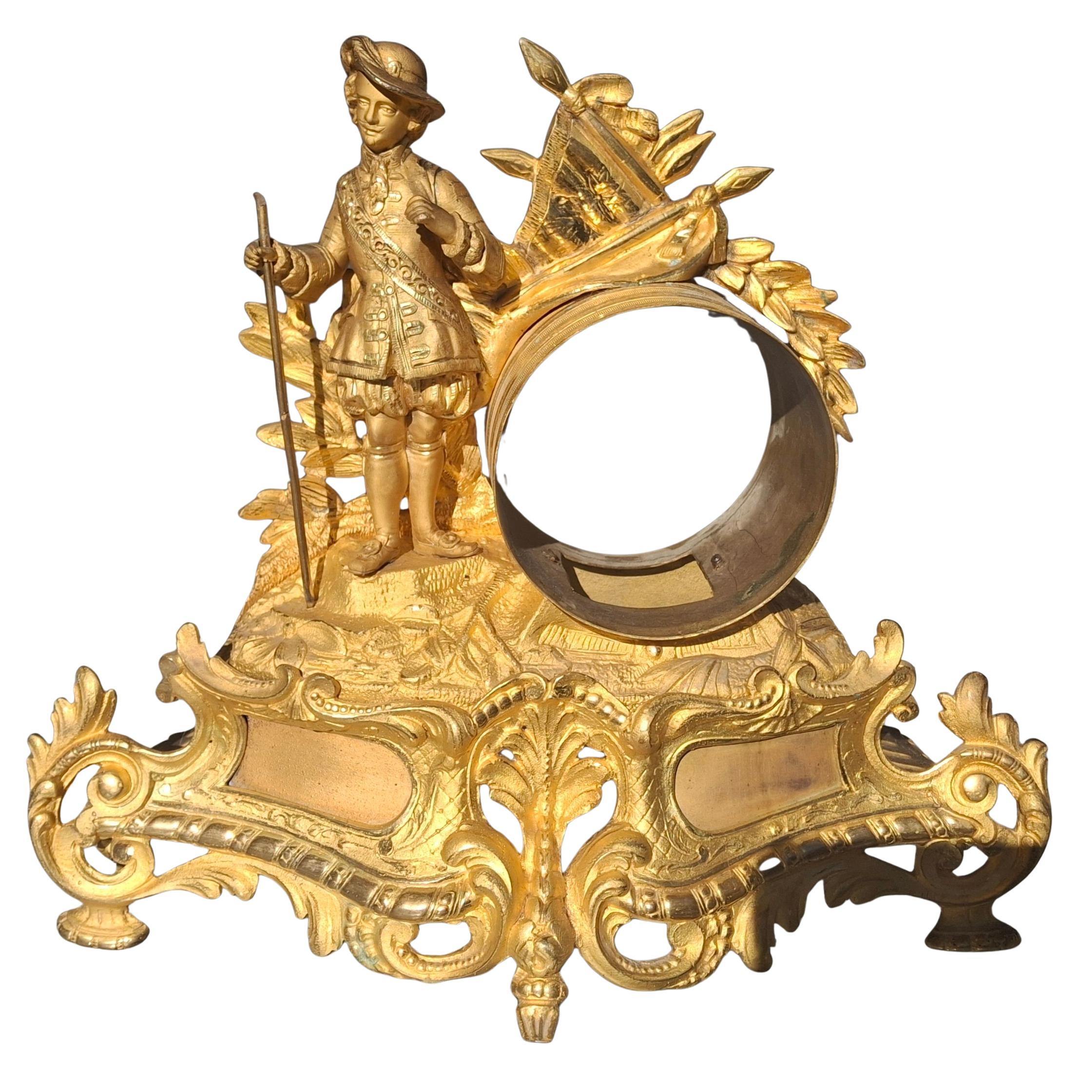 c1800 French Rococo Luigi XV Mercurio Bronzo dorato Cassa dell'orologio figurato / Cornice in vendita