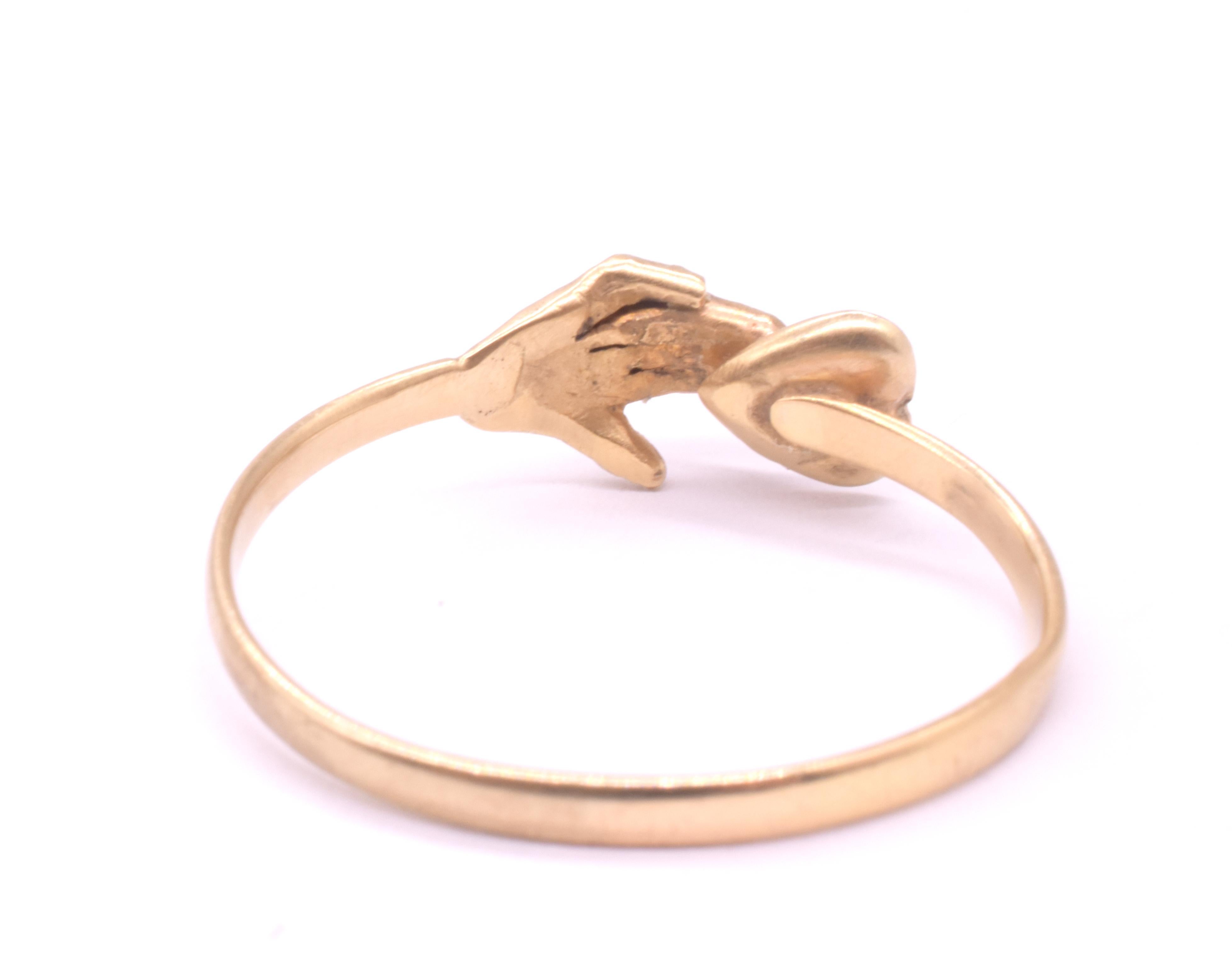 C1800 Georgian 18K Early Fede Ring with Hand Over Heart For Sale 7