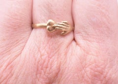 C1800 Georgian 18K Early Fede Ring with Hand Over Heart