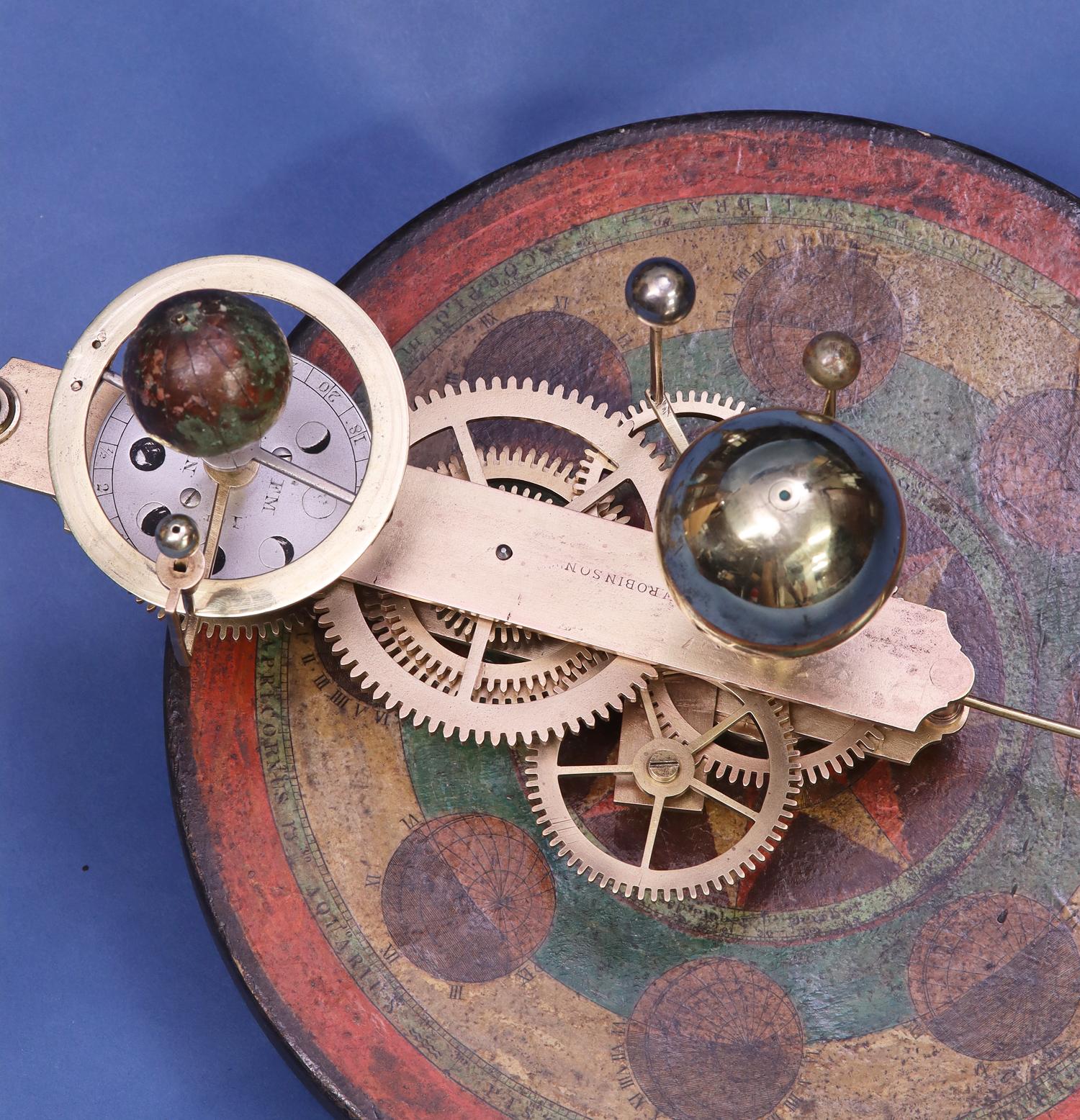 Découpage c.1800 Portable English Orrery by W. Robinson For Sale