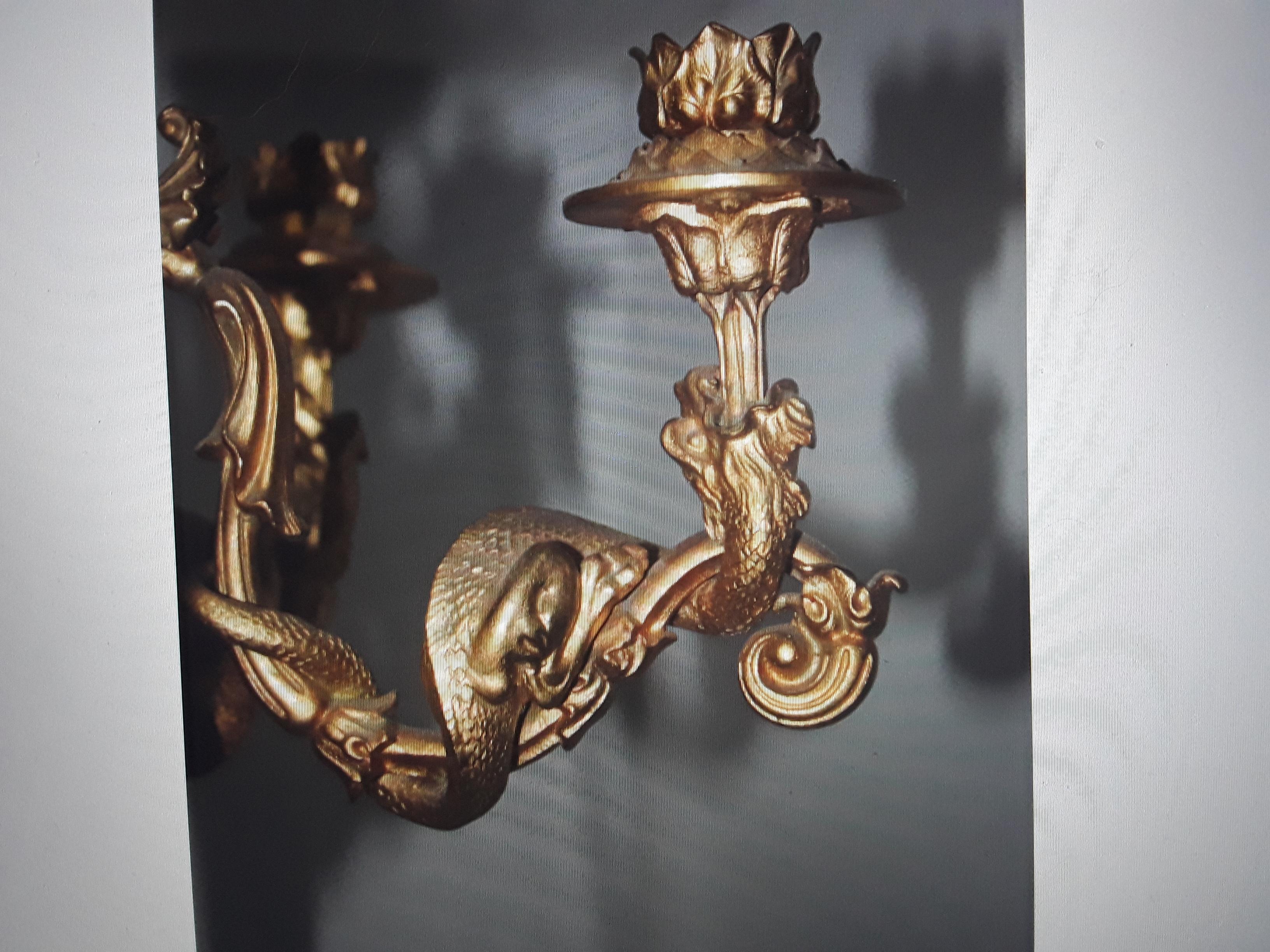 Rococo c1810 European Continental British Dore Gold Bronze Candelabra / Serpents For Sale
