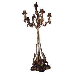 c1810 European Continental British Dore Gold Bronze Candelabra / Serpents