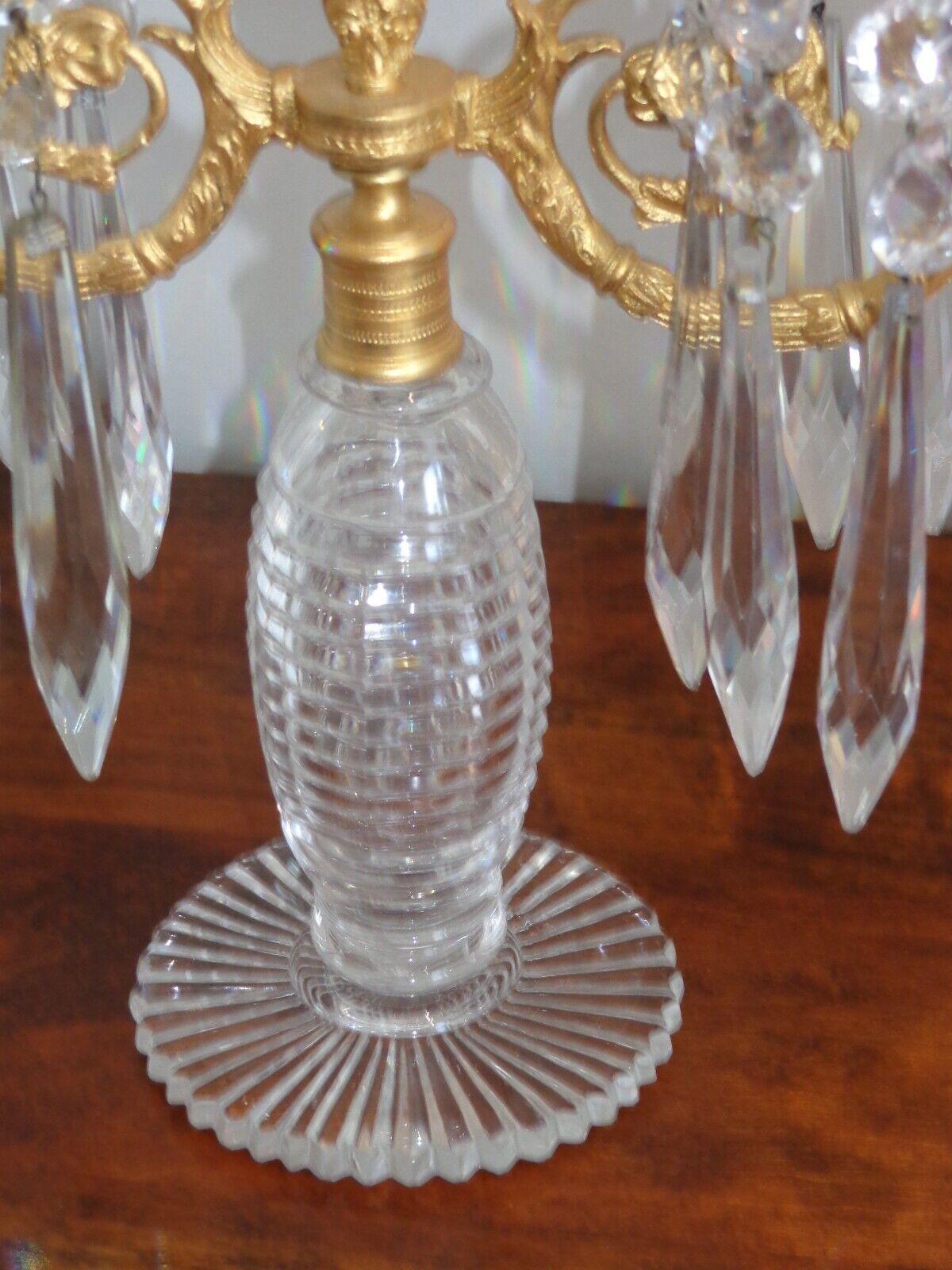 c1810 Georgian Regency Cut Glass Ormole Candelabra / Candle Holders 2