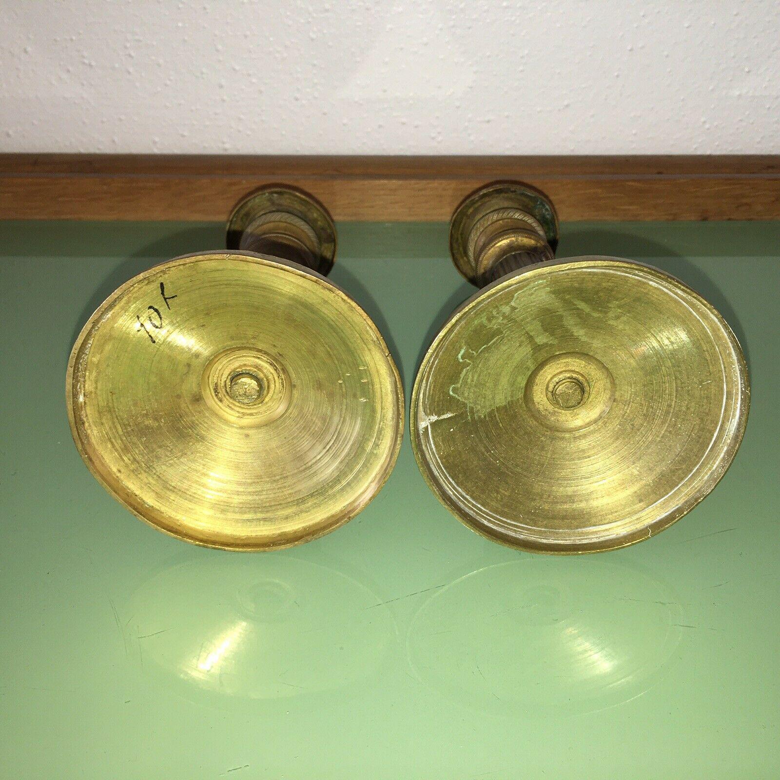 c1810 Pair Antique Empire Dore Bronze Candlesticks For Sale 2