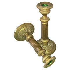 Paire de chandeliers Empire anciens en bronze doré, vers 1810