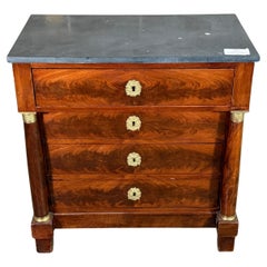 C1810 Pequeña Cómoda Imperio Francesa con Encimera de Mármol Gris y Soportes de Ormolu