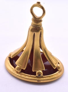 Silver Gilt Carnelian Intaglio Fob of Lovebirds Perched on Hearts, circa 1810