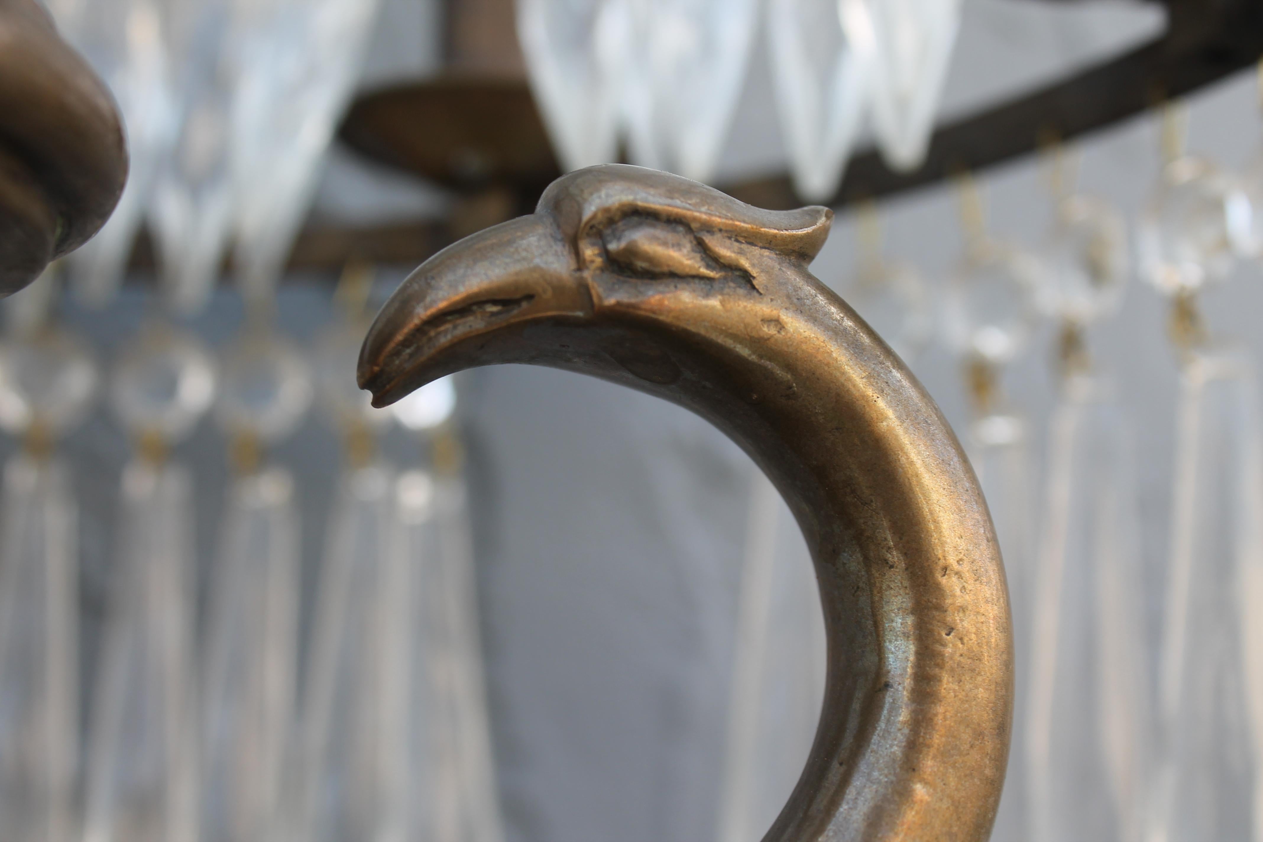 Bronze Lampadaire torchère néoclassique à 6 niveaux en cristal taillé et bronze, c1819 en vente