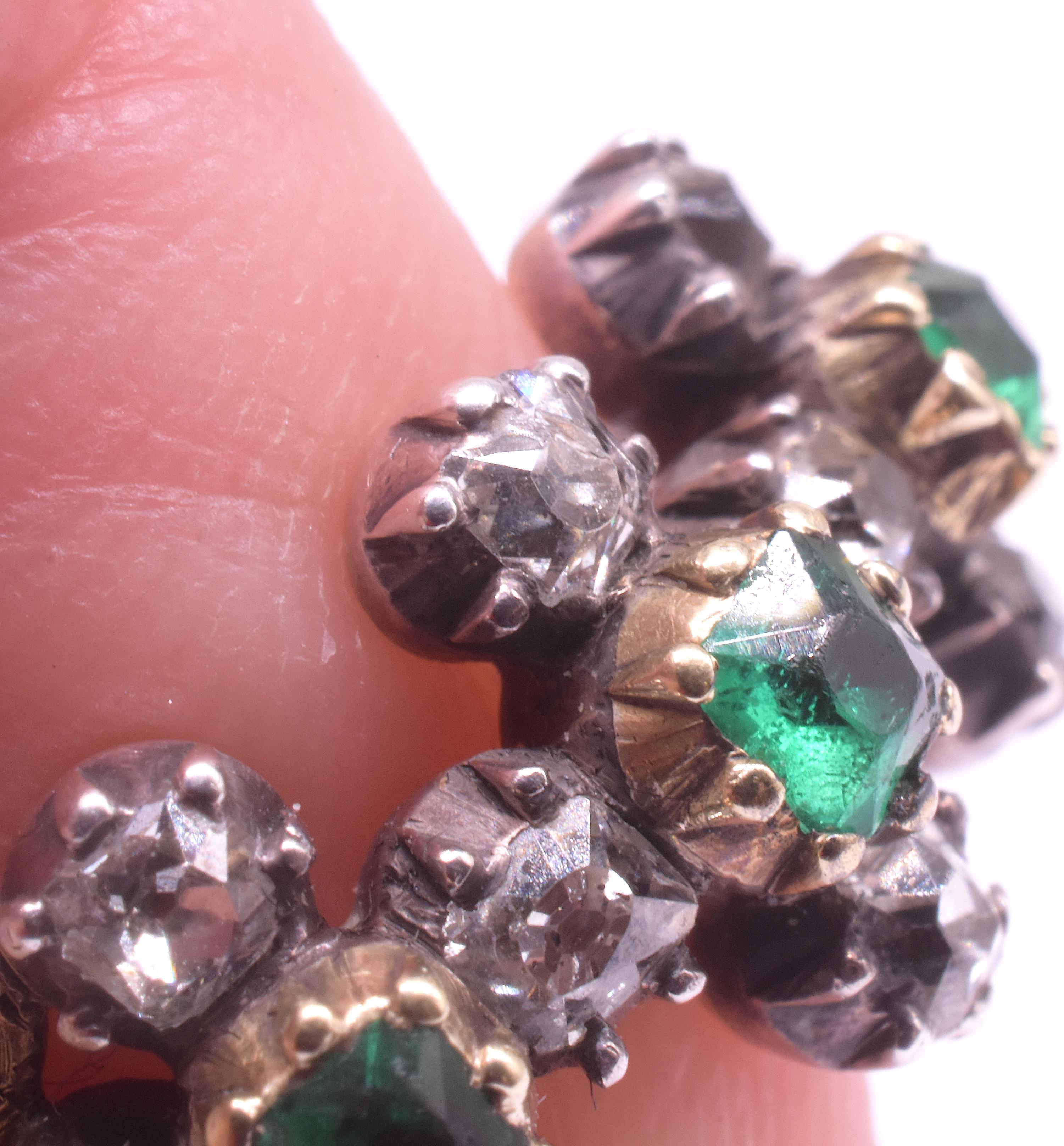 C1820 15K Emerald and Diamond Ring in Geometric Linked 
