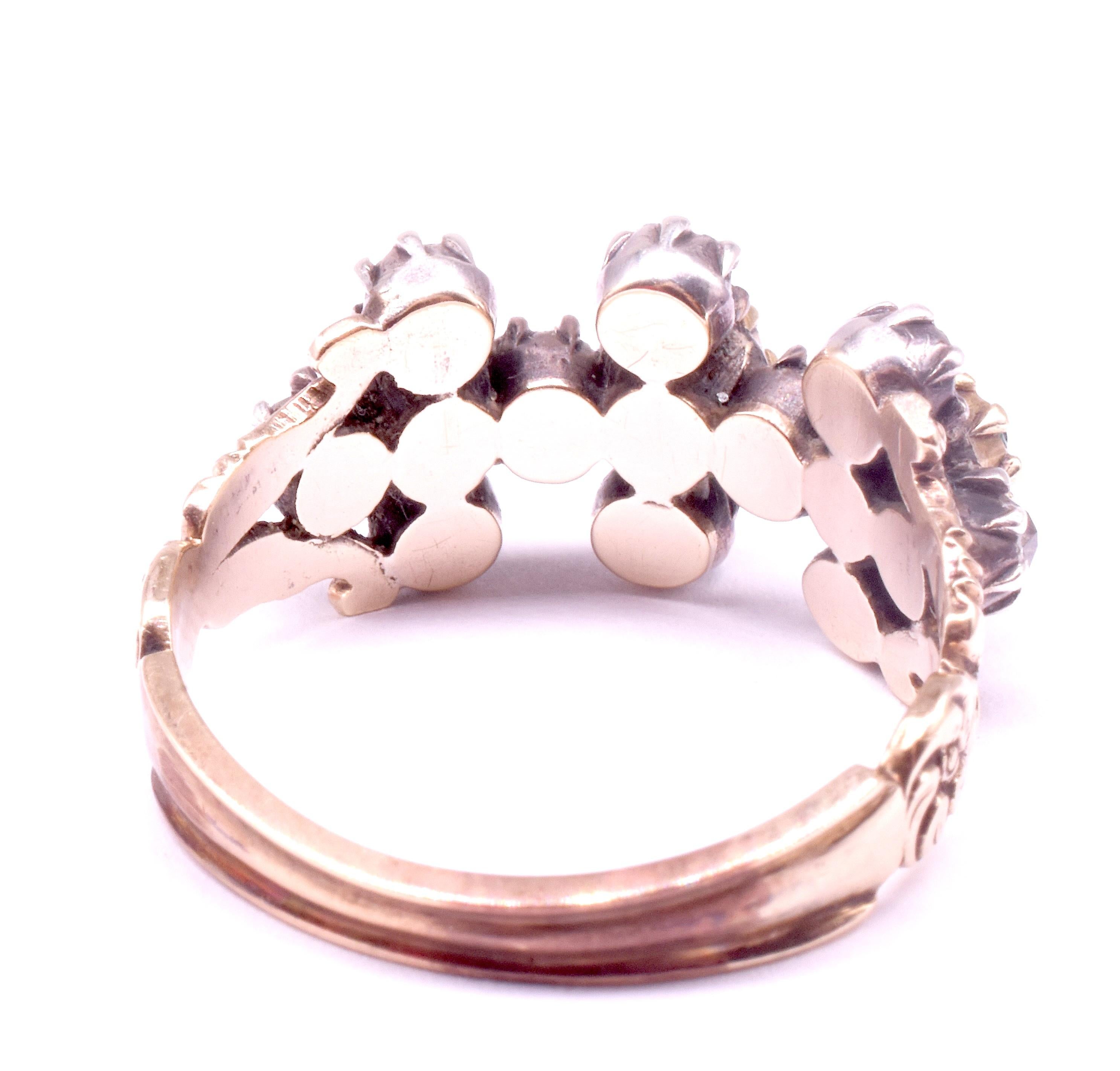 C1820 15K Emerald and Diamond Ring in Geometric Linked 