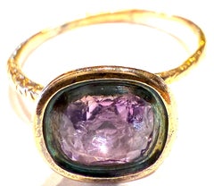 C1820 15K faceted basket set amethyst ring with an ourobouros band