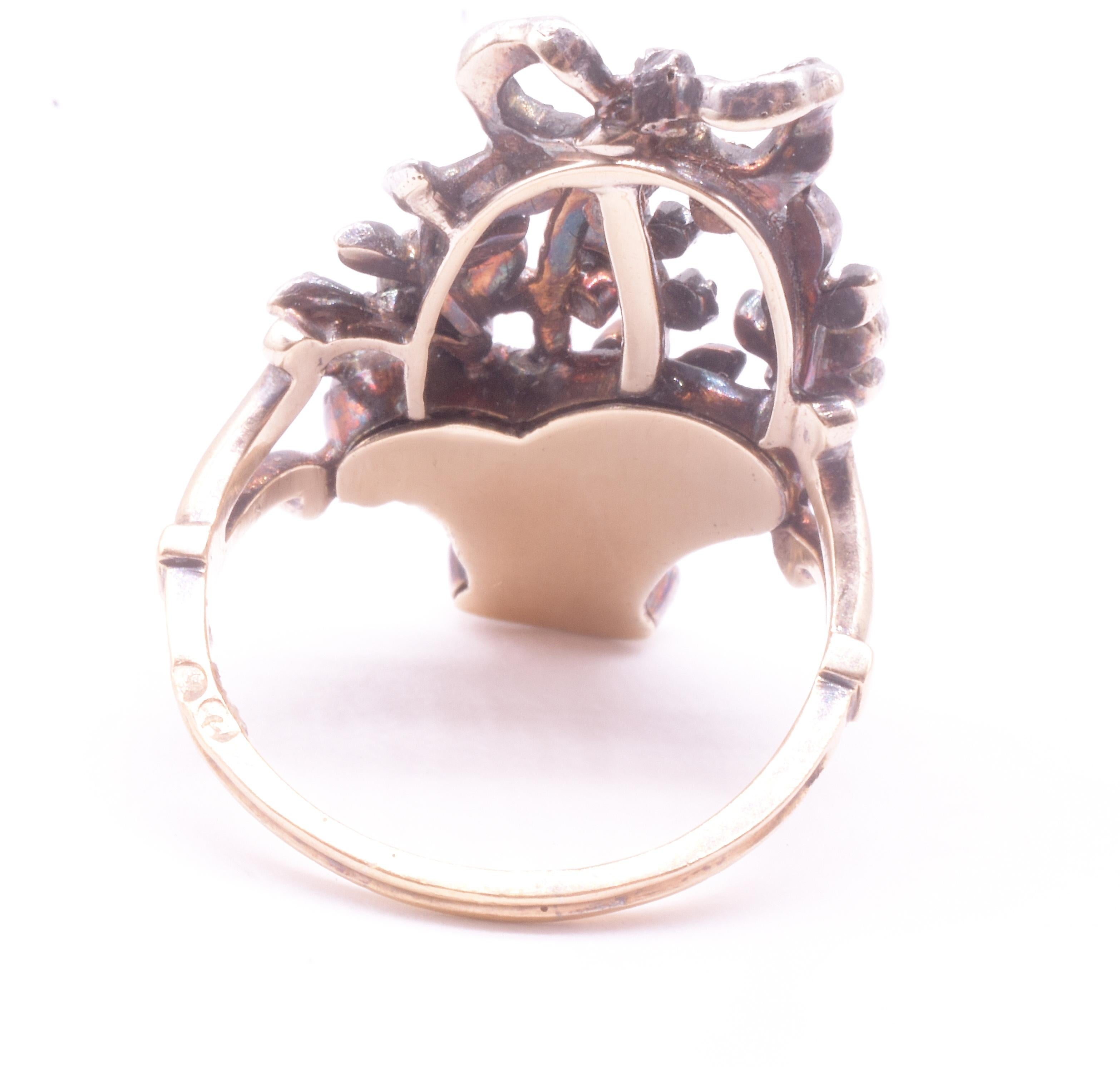 C1820 18K Multi-Stone Gold and Silver Italian Giardinetti Ring For Sale 5