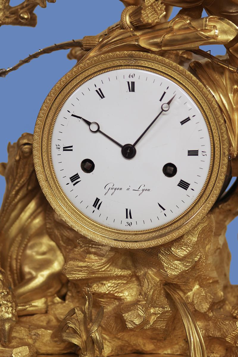 19th Century c.1820 French Ormolu Mantle Clock Depicting Orpheus For Sale