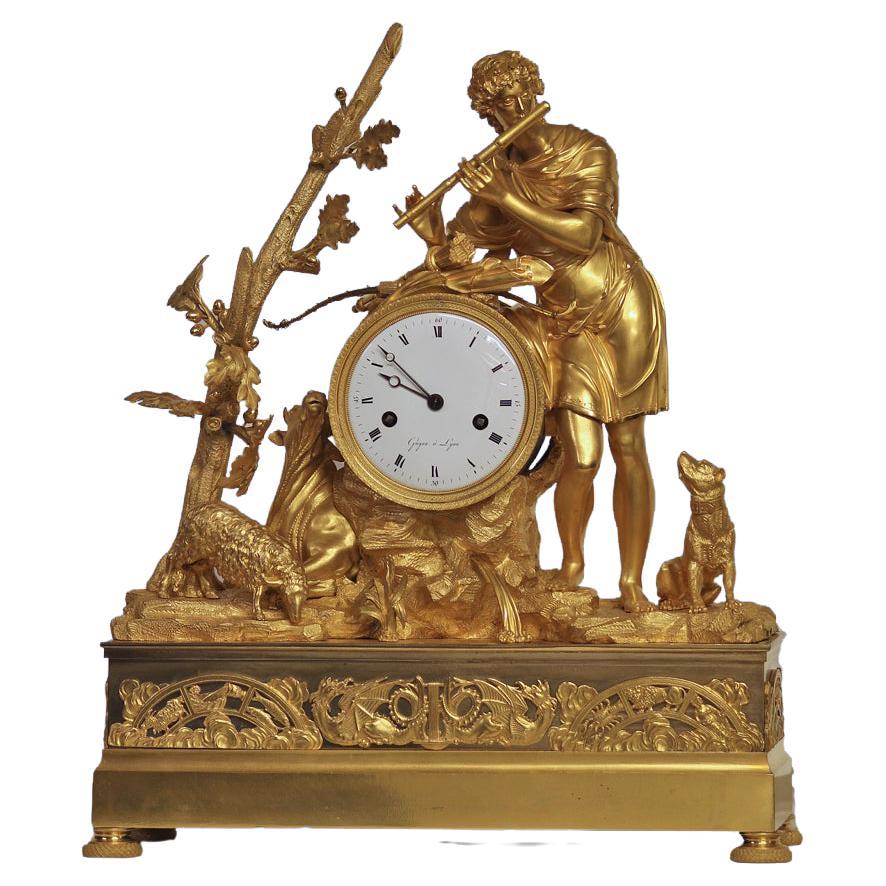 c.1820 French Ormolu Mantle Clock Depicting Orpheus For Sale