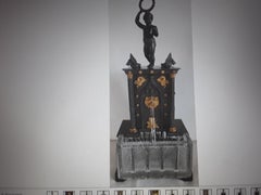 c1820 French Restoration Gilt & Patinated Bronze Automaton w/ Baccarat Crystal