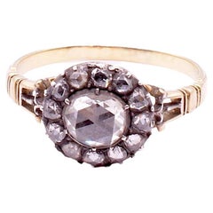 Holländischer Kronenring mit Diamant im Rosenschliff aus 18 Karat und Silber aus der georgischen Zeit, um 1820