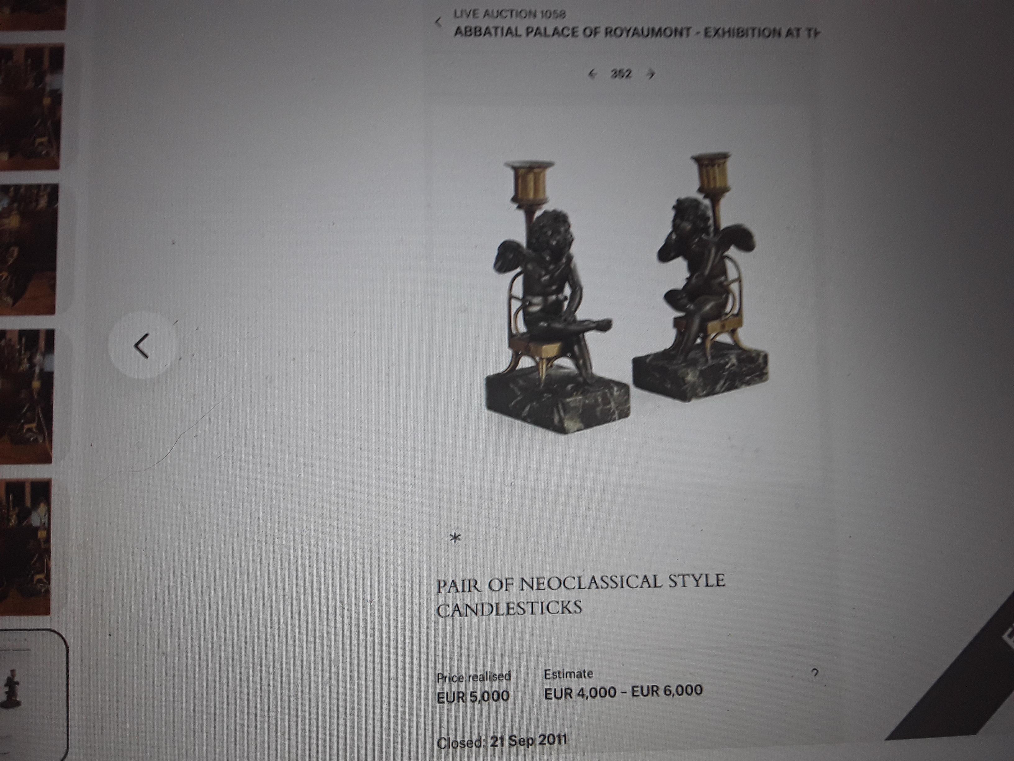 Bronze Paire de lampes de bureau de style Régence française en bronze doré/ patiné représentant des chérubins, vers 1820 en vente