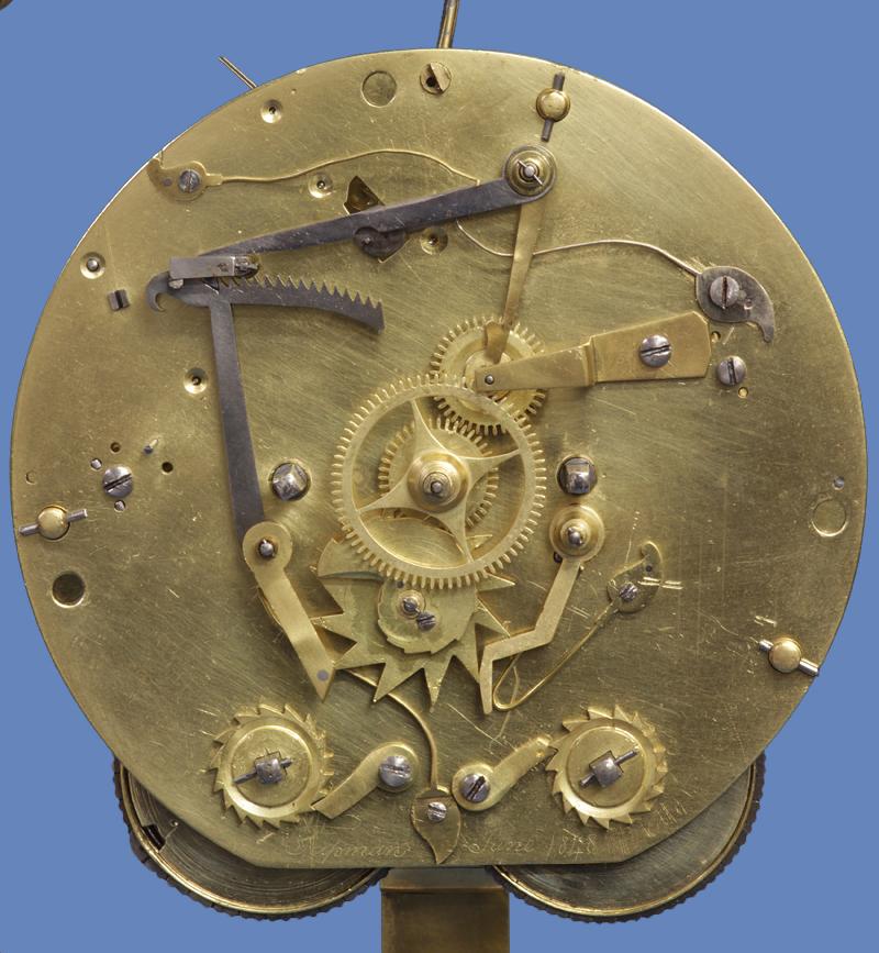 Très rare horloge lyre en porcelaine bleu turquoise et bronze doré, vers 1820 en vente 5