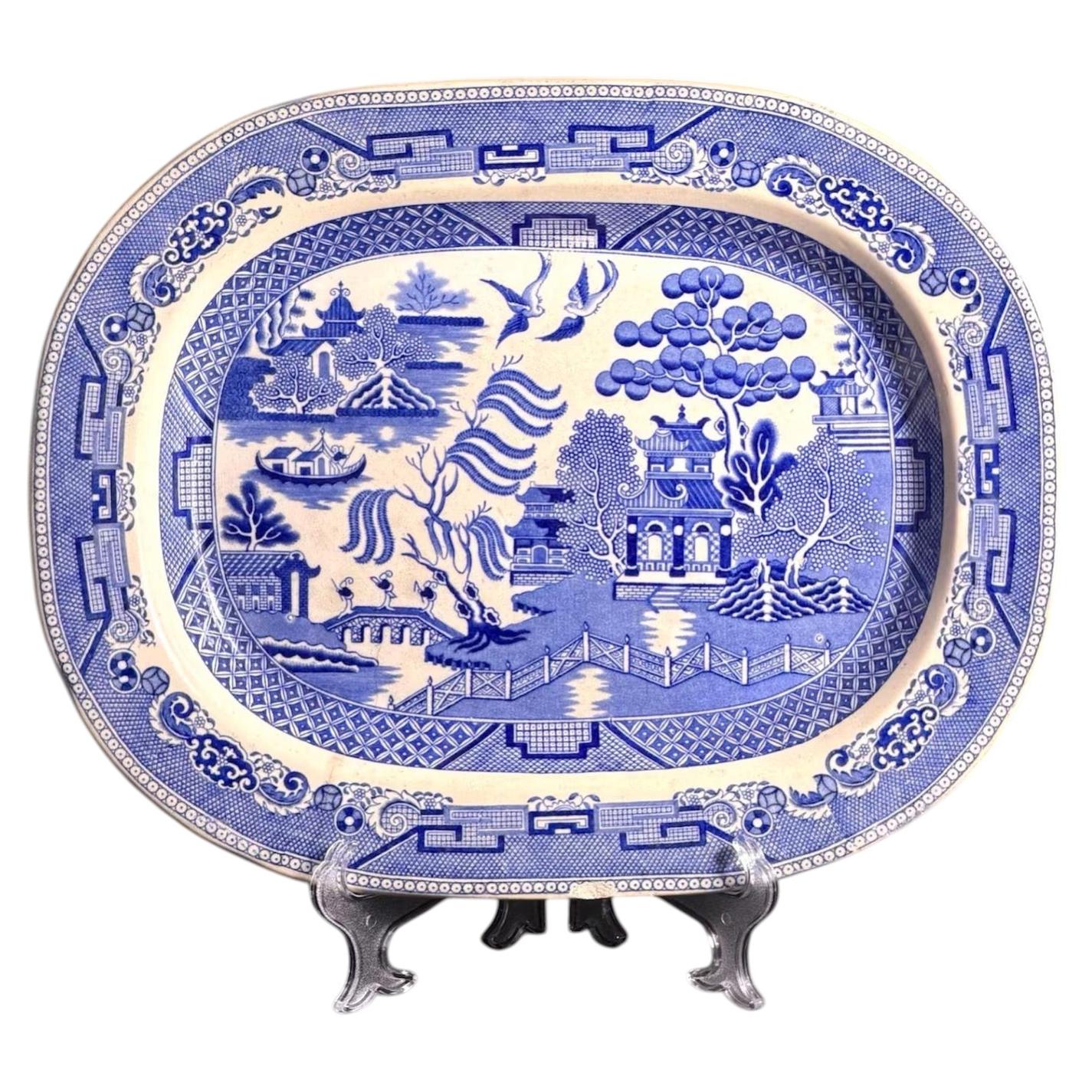 c.1825–1835 Thomas Fell Blue Transferware Platter, England, 16.5in