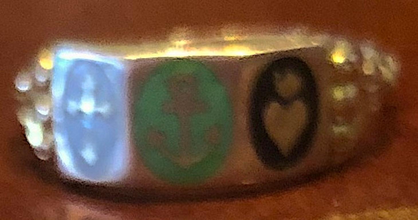 Victorian C1830 Faith Hope and Charity Enamel Ring sz 6 For Sale
