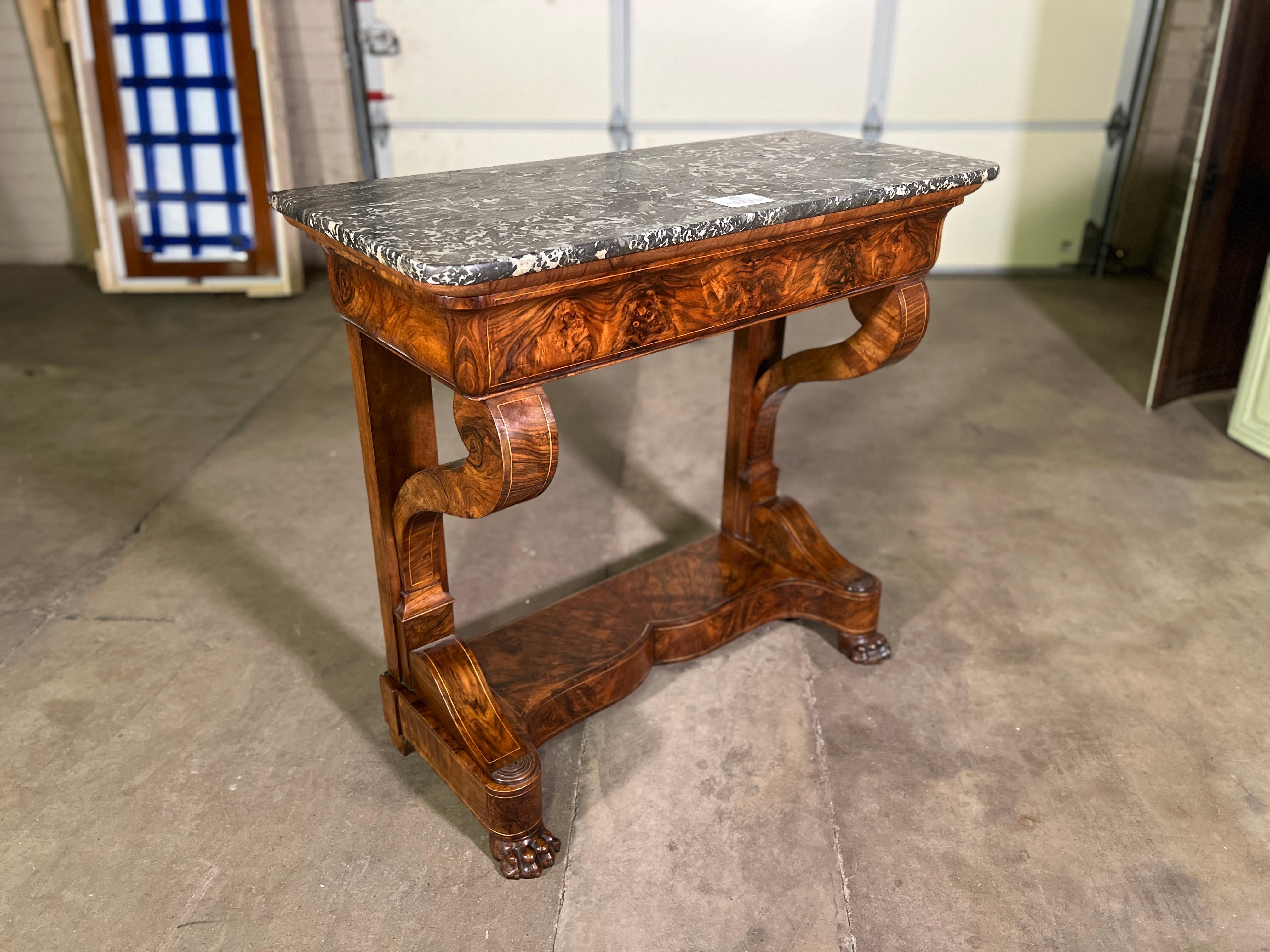 C1830 French Louis Philippe Mahogany Console with St. Anne Marble In Good Condition For Sale In Scottsdale, AZ
