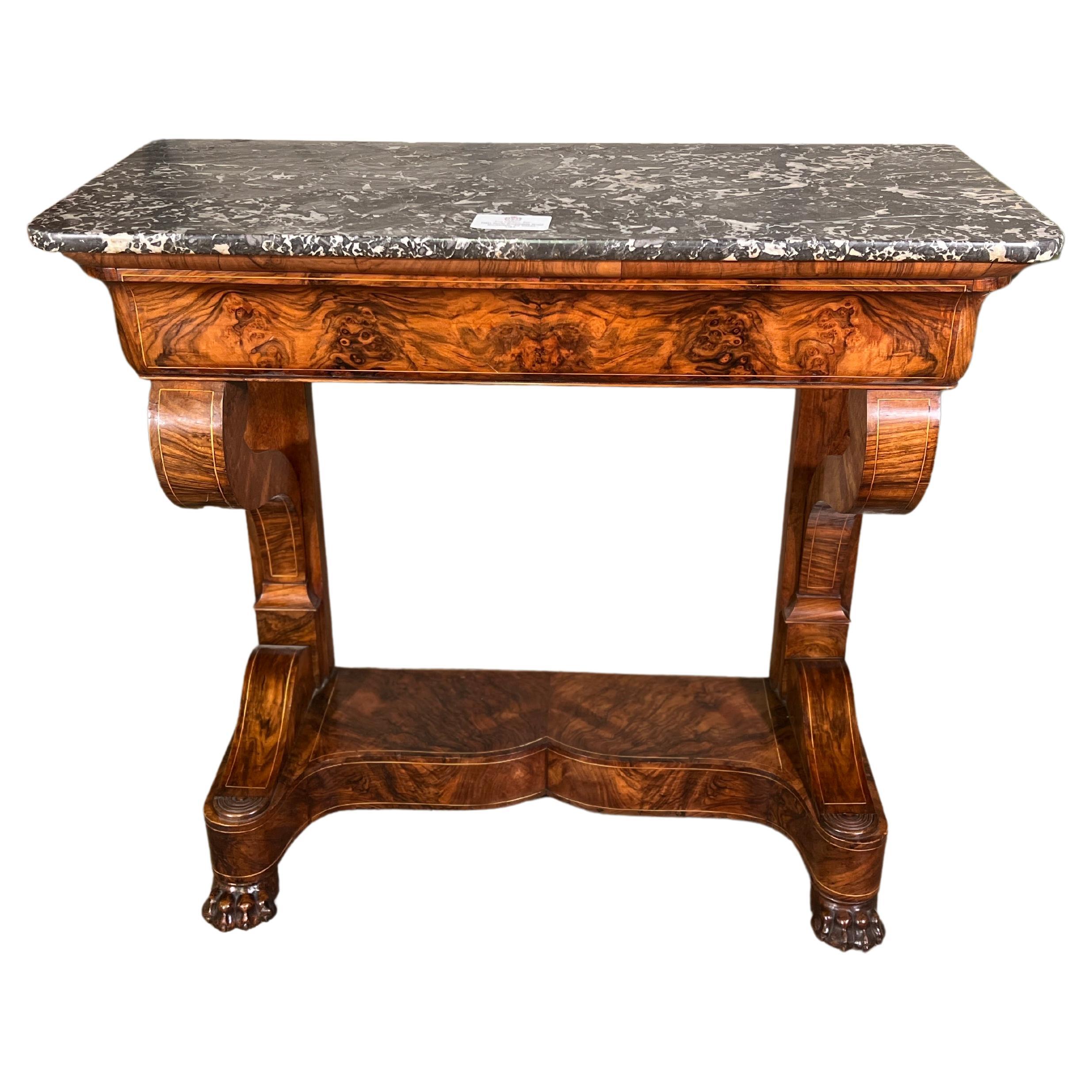 C1830 French Louis Philippe Mahogany Console with St. Anne Marble For Sale