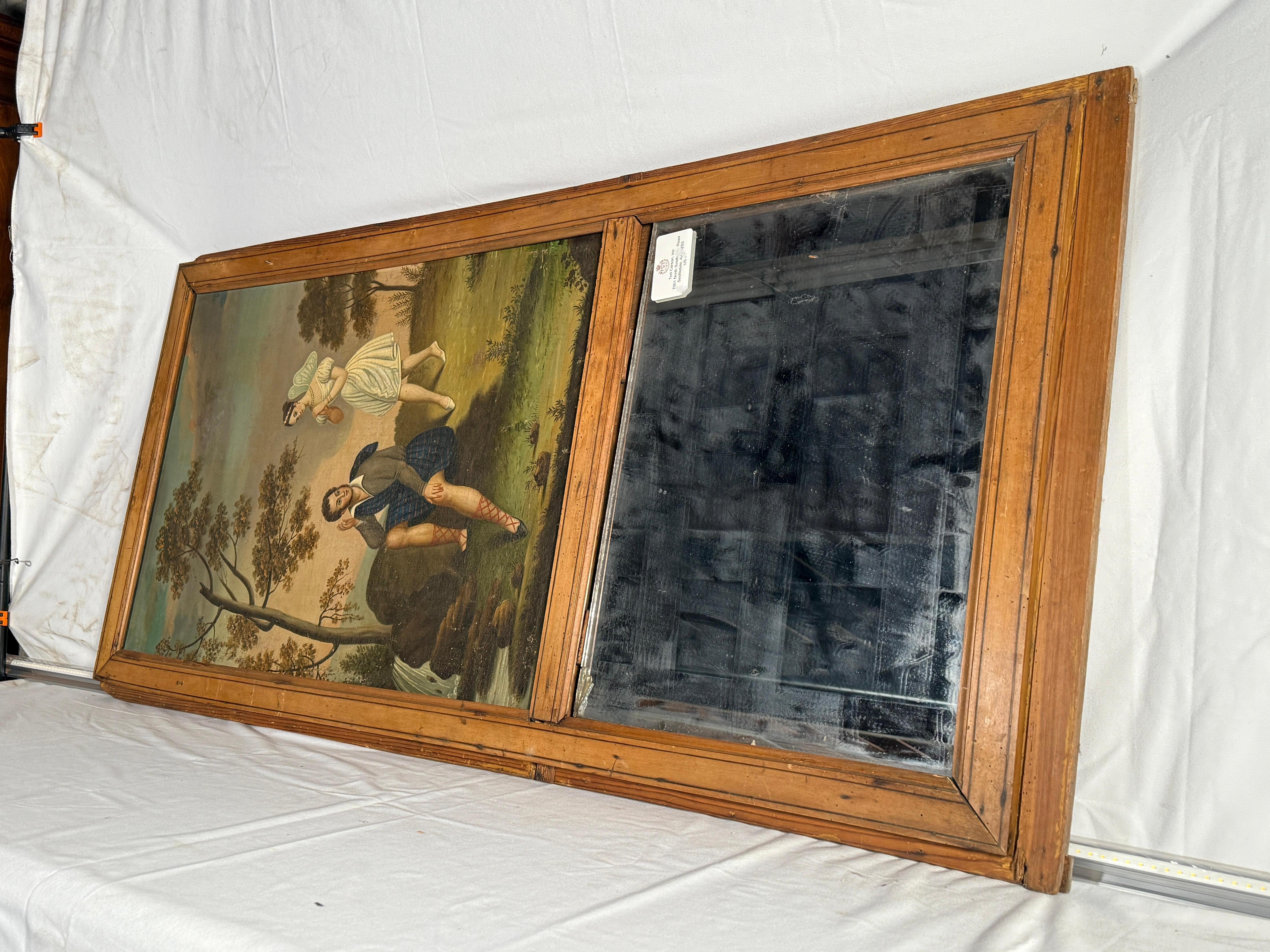 C1830 Französisch Louis Philippe Trumeau Spiegel mit Kilted & Feerique durch einen Strom im Zustand „Gut“ im Angebot in Scottsdale, AZ