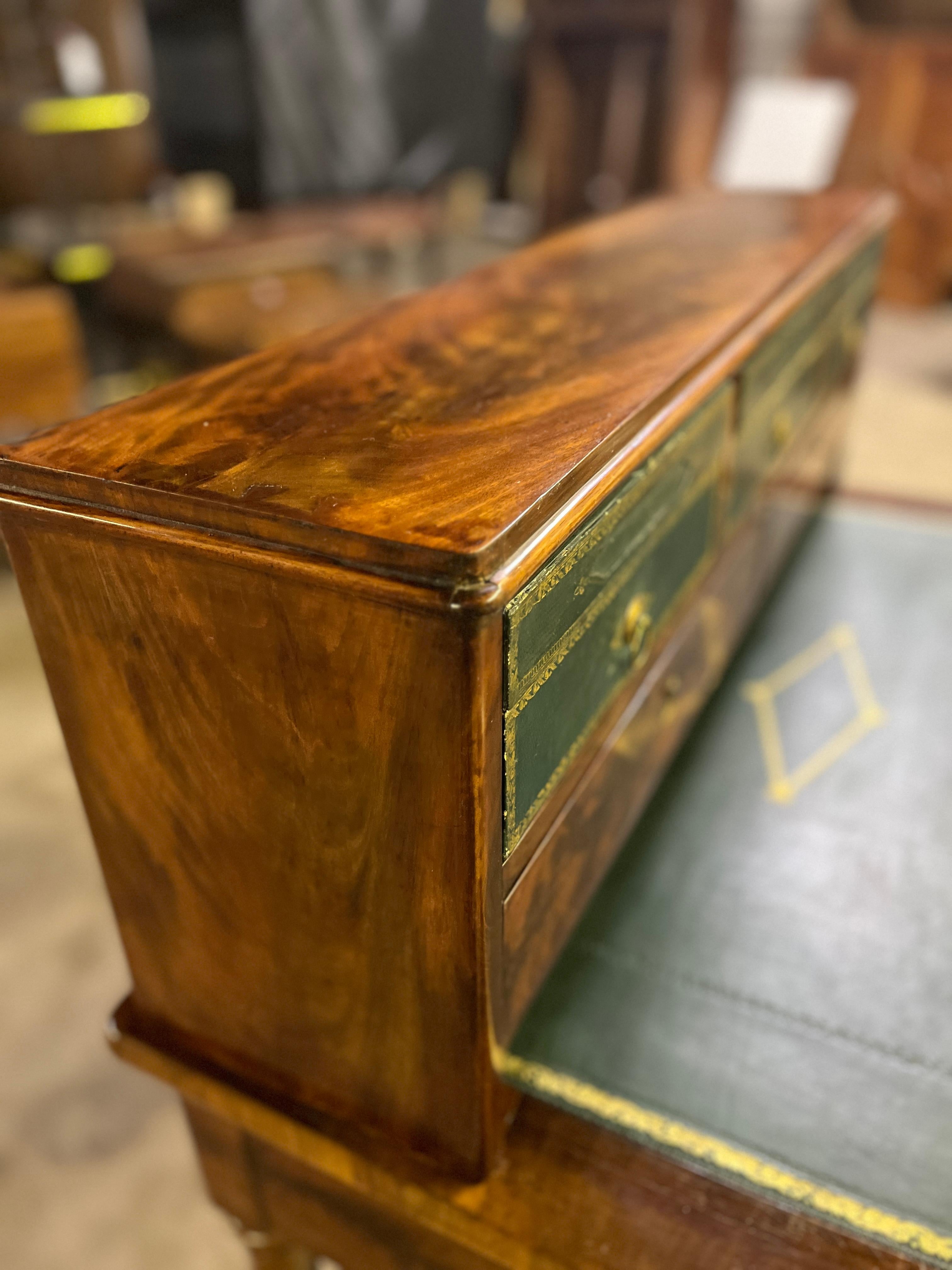 C1830 Louis Philippe Mahogany Document Desk with Leather Faced Drawers For Sale 5