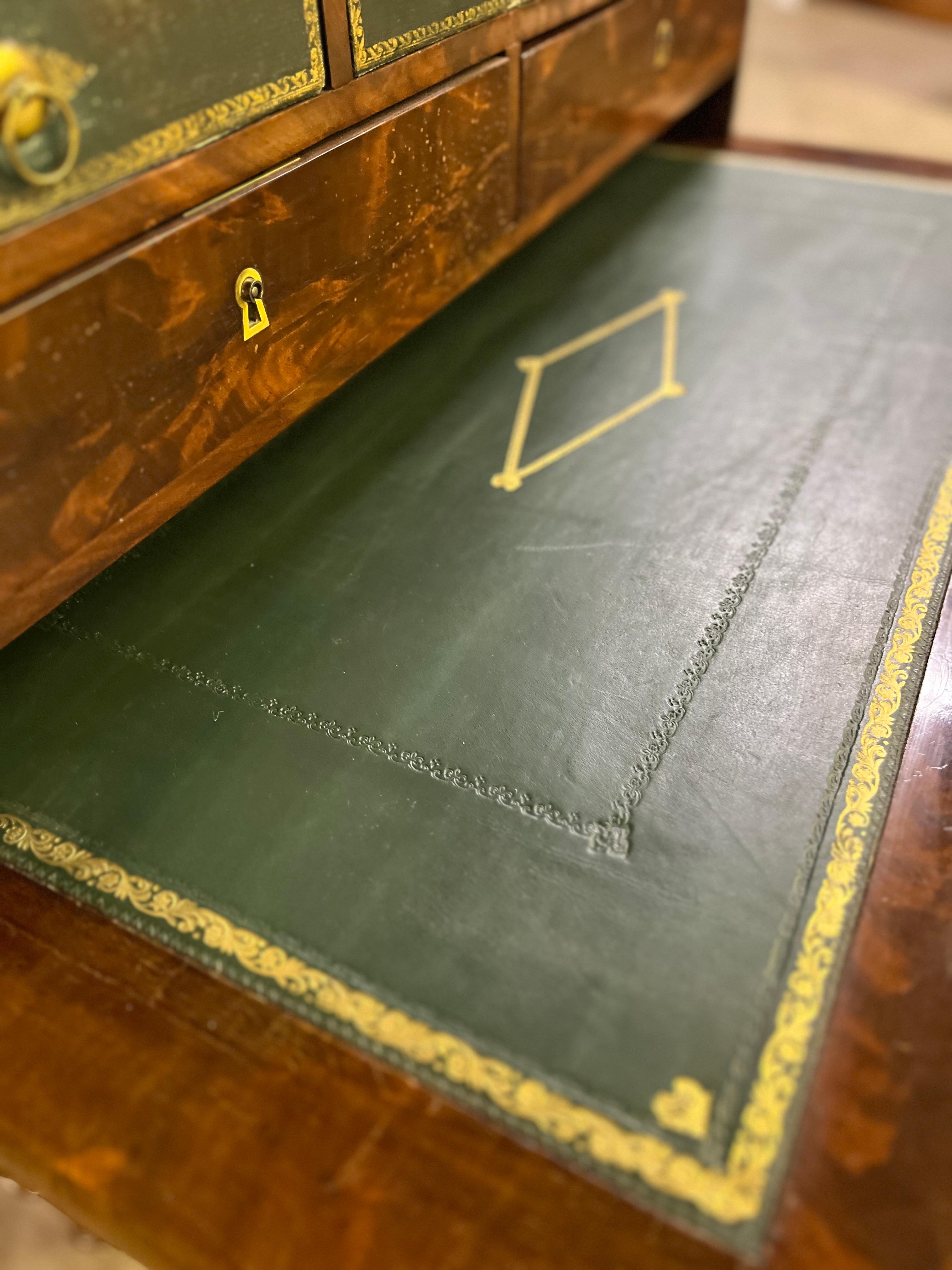 C1830 Louis Philippe Mahogany Document Desk with Leather Faced Drawers For Sale 6
