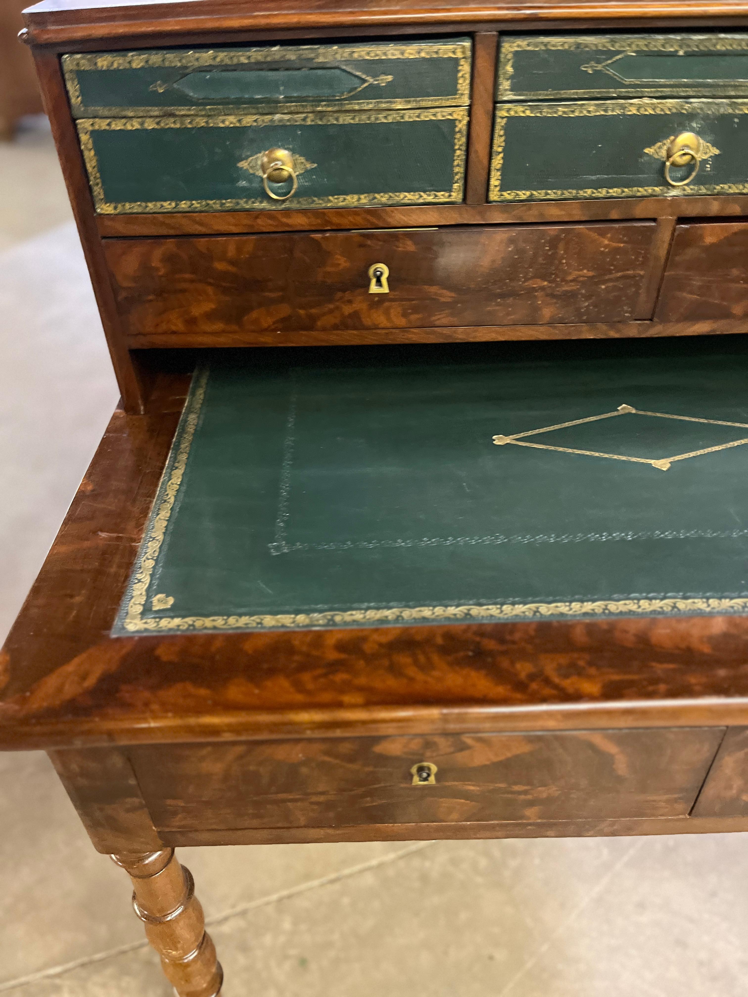 C1830 Louis Philippe Mahogany Document Desk with Leather Faced Drawers In Good Condition For Sale In Scottsdale, AZ