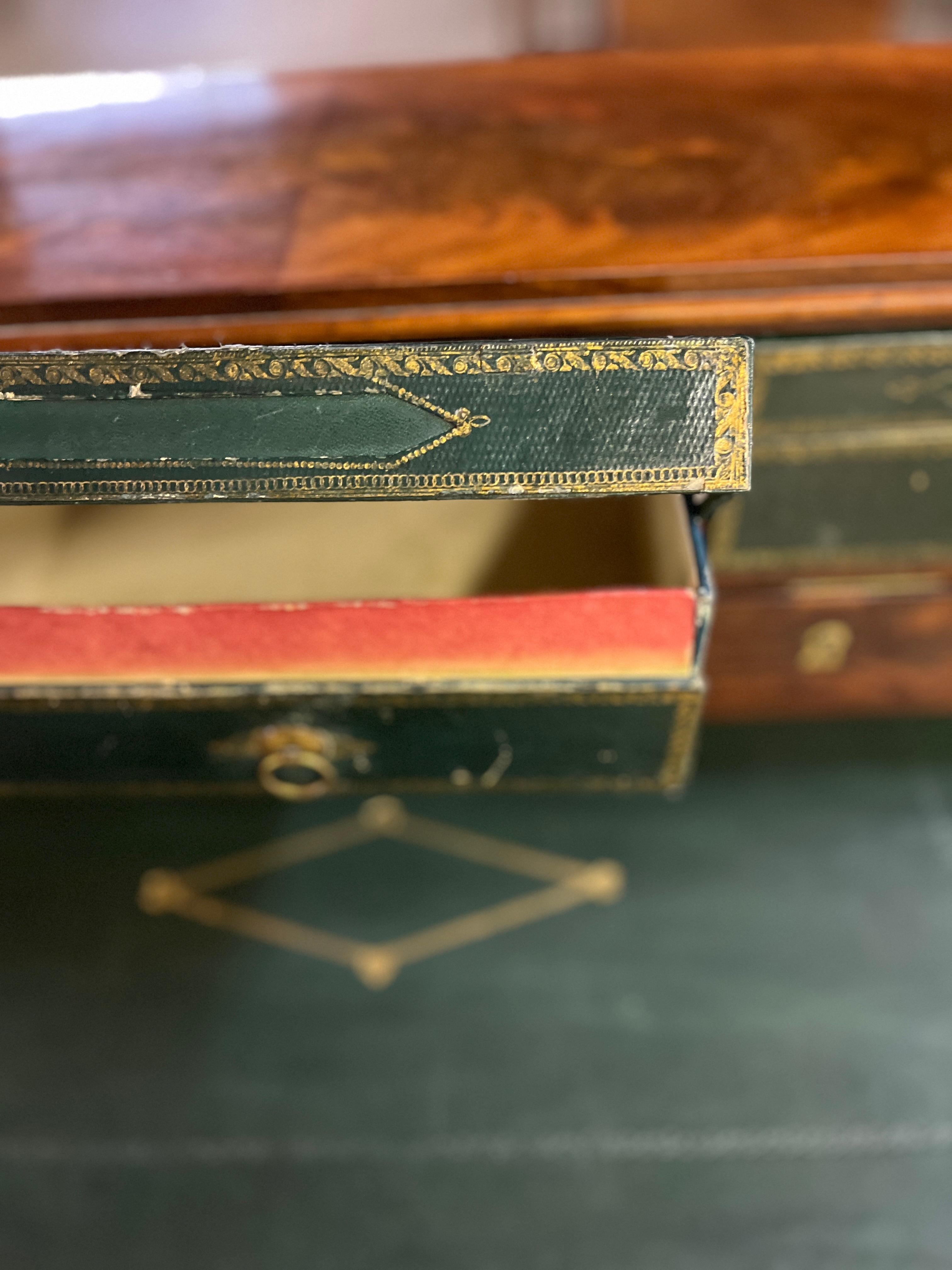 18th Century C1830 Louis Philippe Mahogany Document Desk with Leather Faced Drawers For Sale