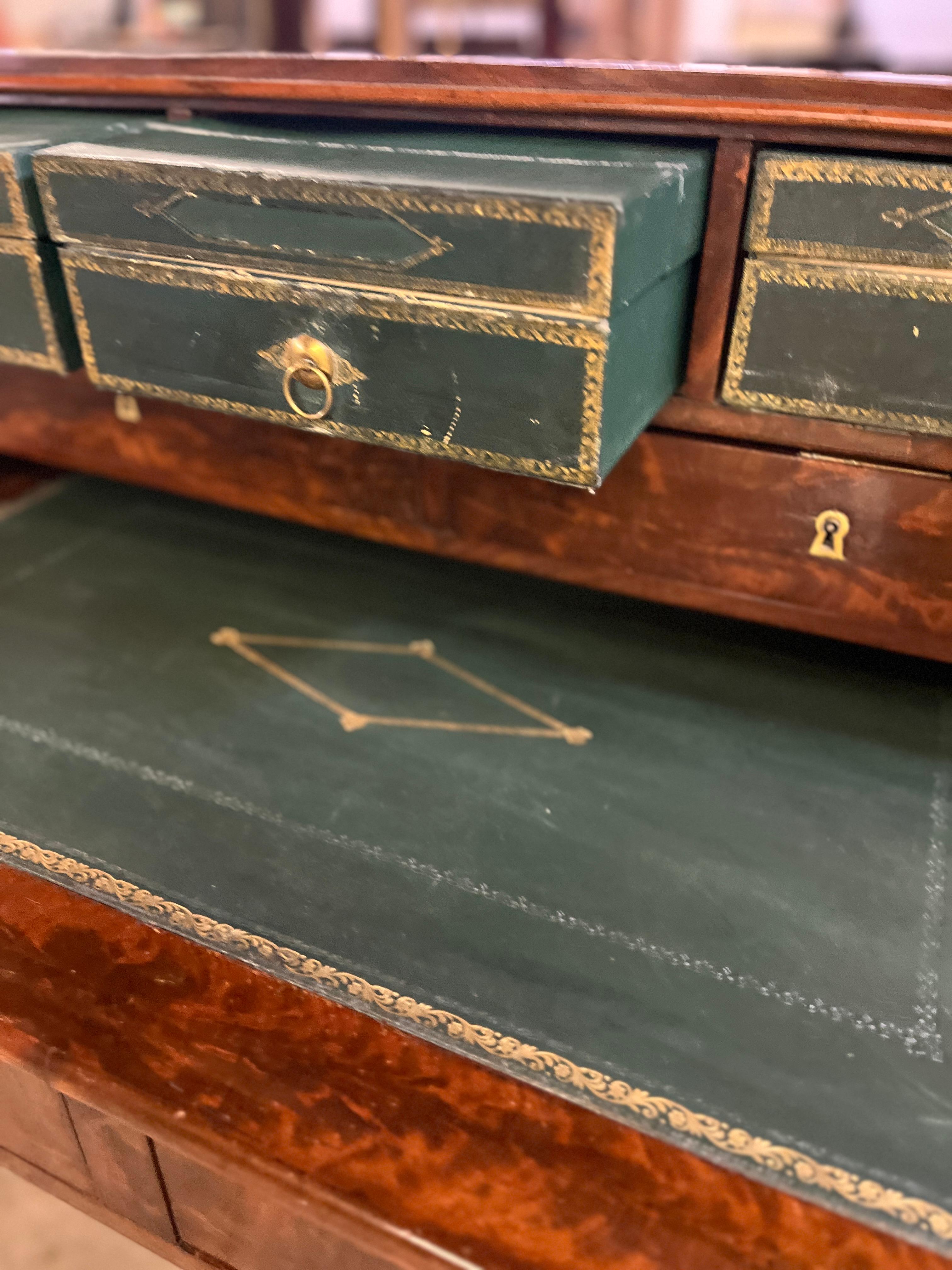 C1830 Louis Philippe Mahogany Document Desk with Leather Faced Drawers For Sale 1