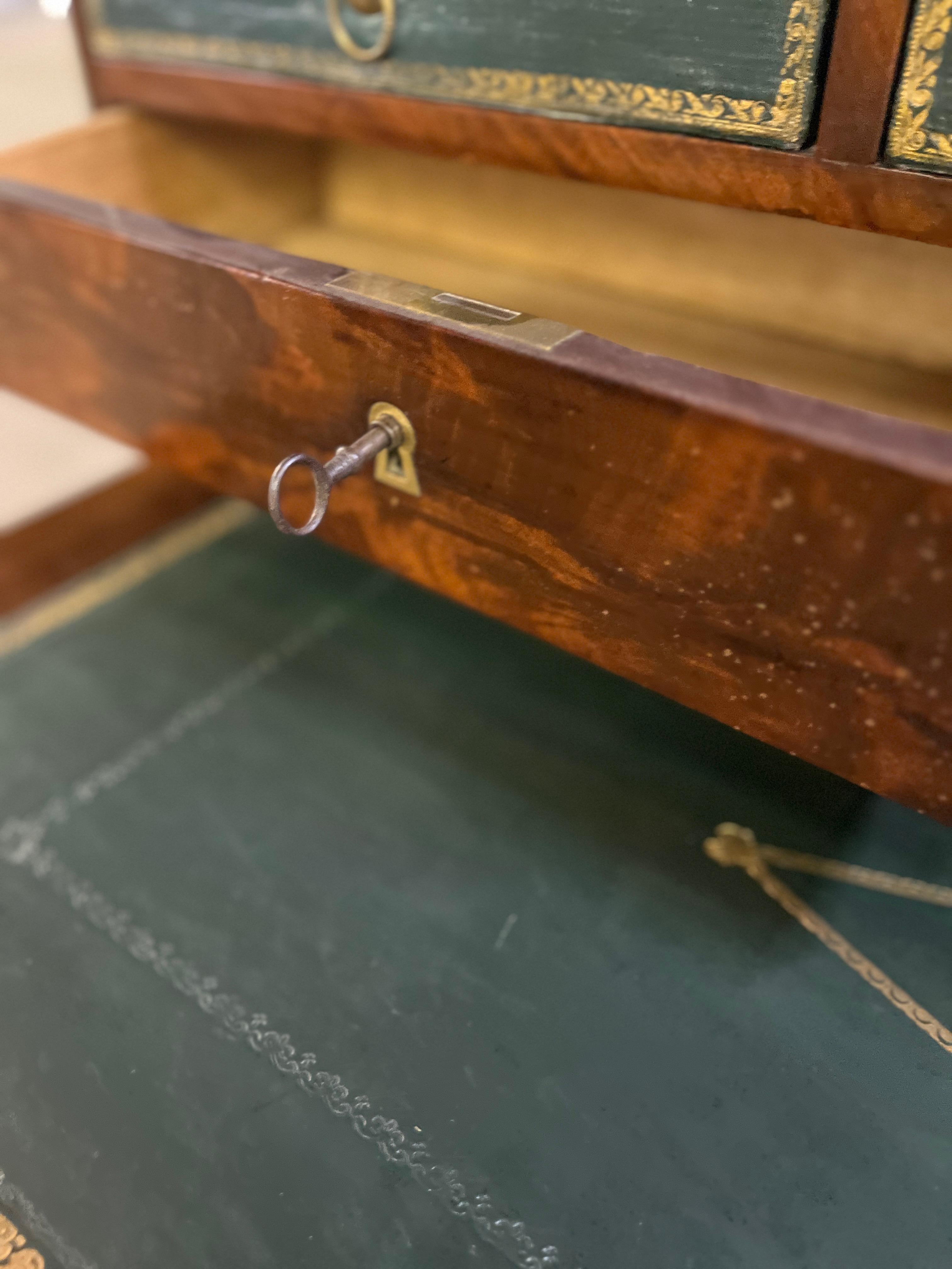 C1830 Louis Philippe Mahogany Document Desk with Leather Faced Drawers For Sale 2
