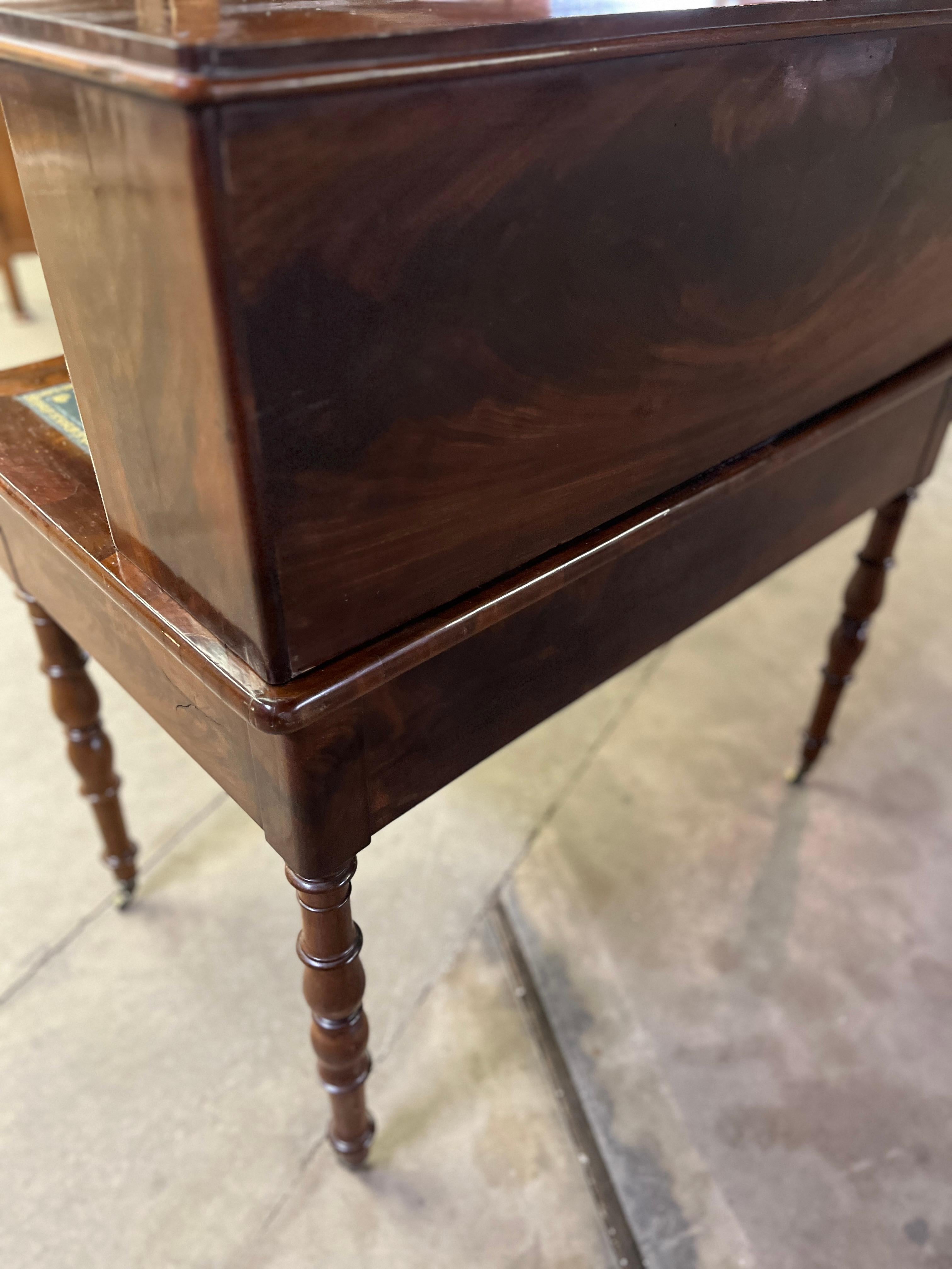 C1830 Louis Philippe Mahogany Document Desk with Leather Faced Drawers For Sale 4