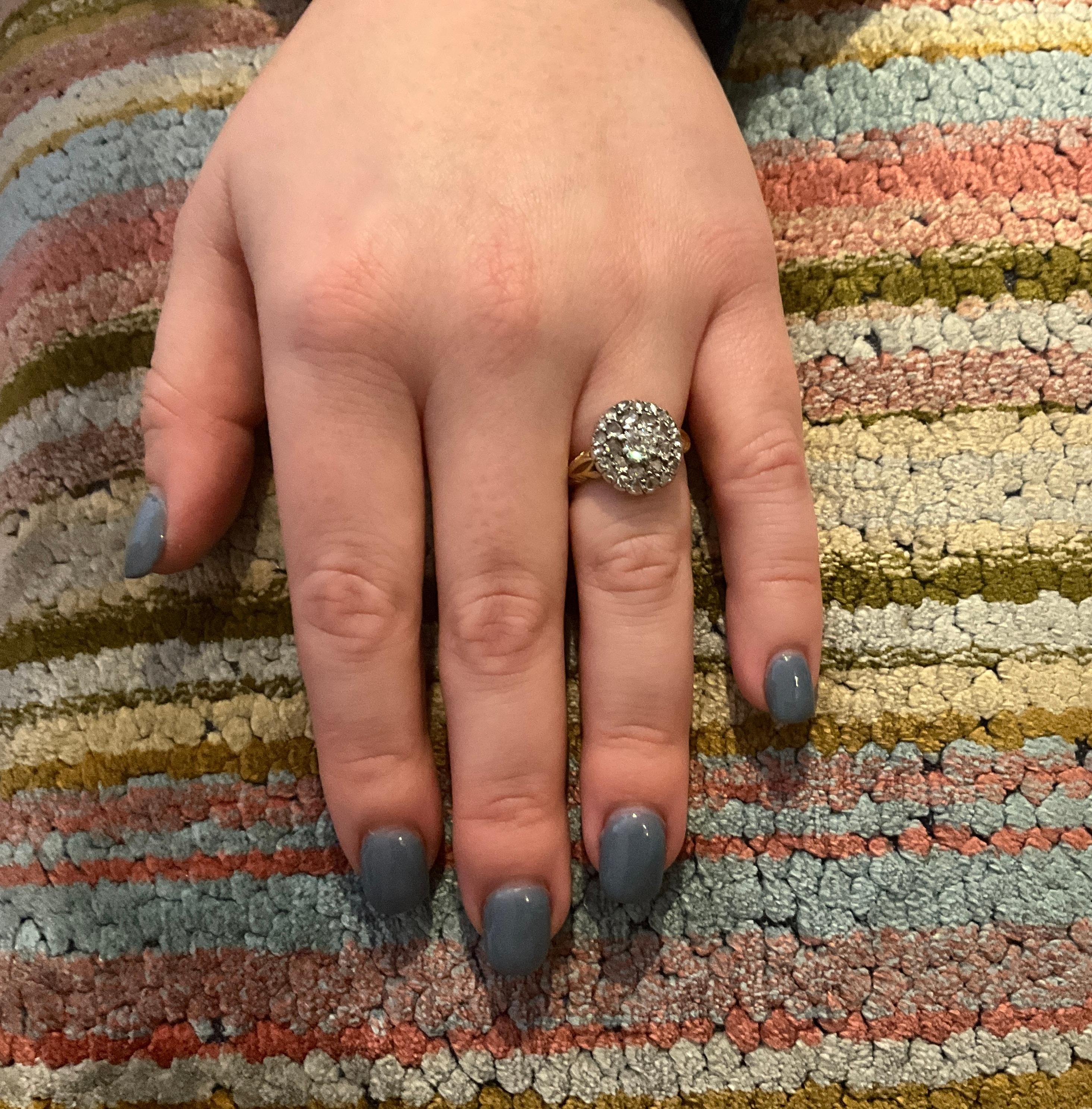 C1830 Old Cut and Rose Cut Late Georgian Diamond Cluster Ring For Sale 12
