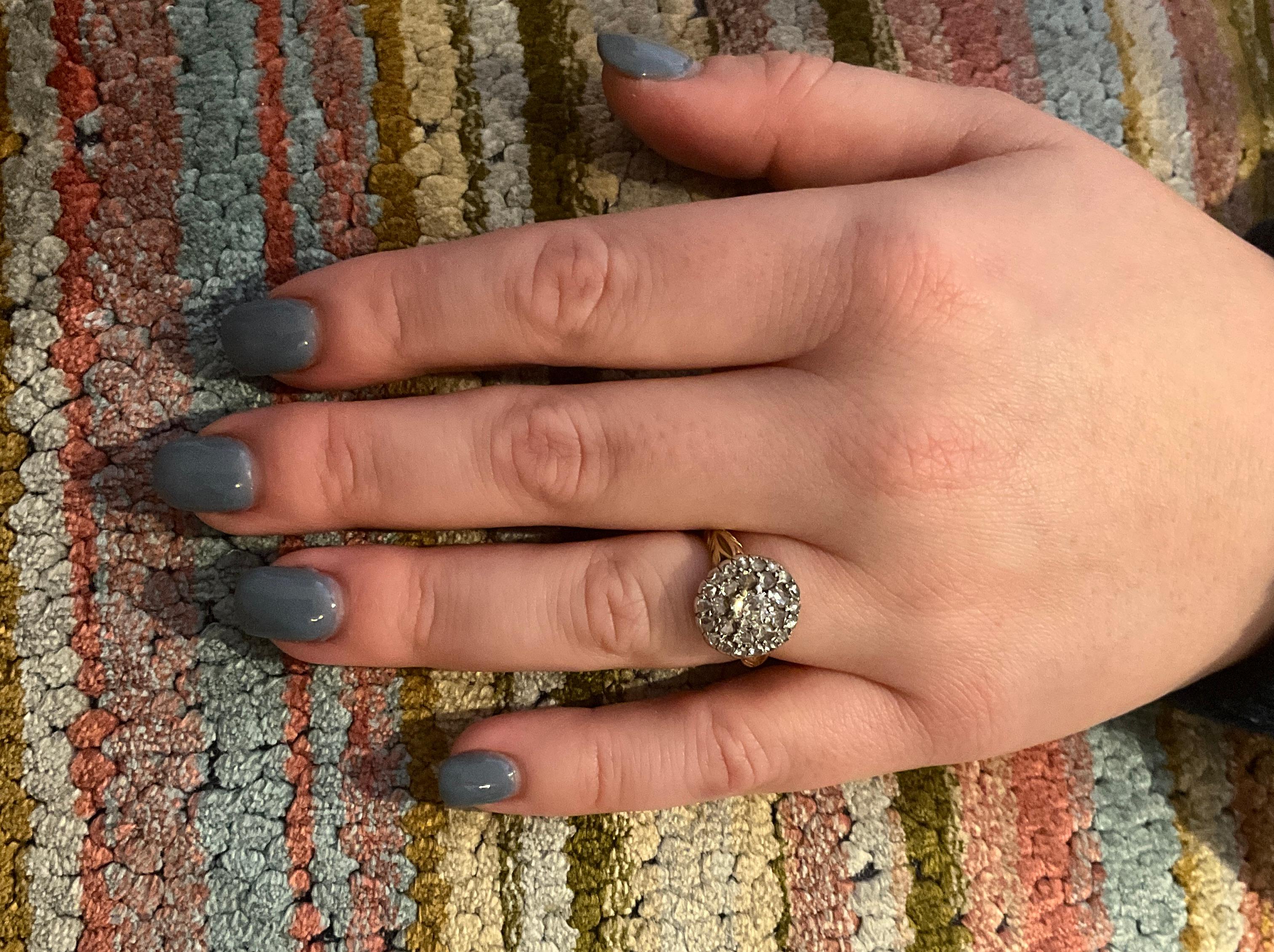 C1830 Old Cut and Rose Cut Late Georgian Diamond Cluster Ring For Sale 13