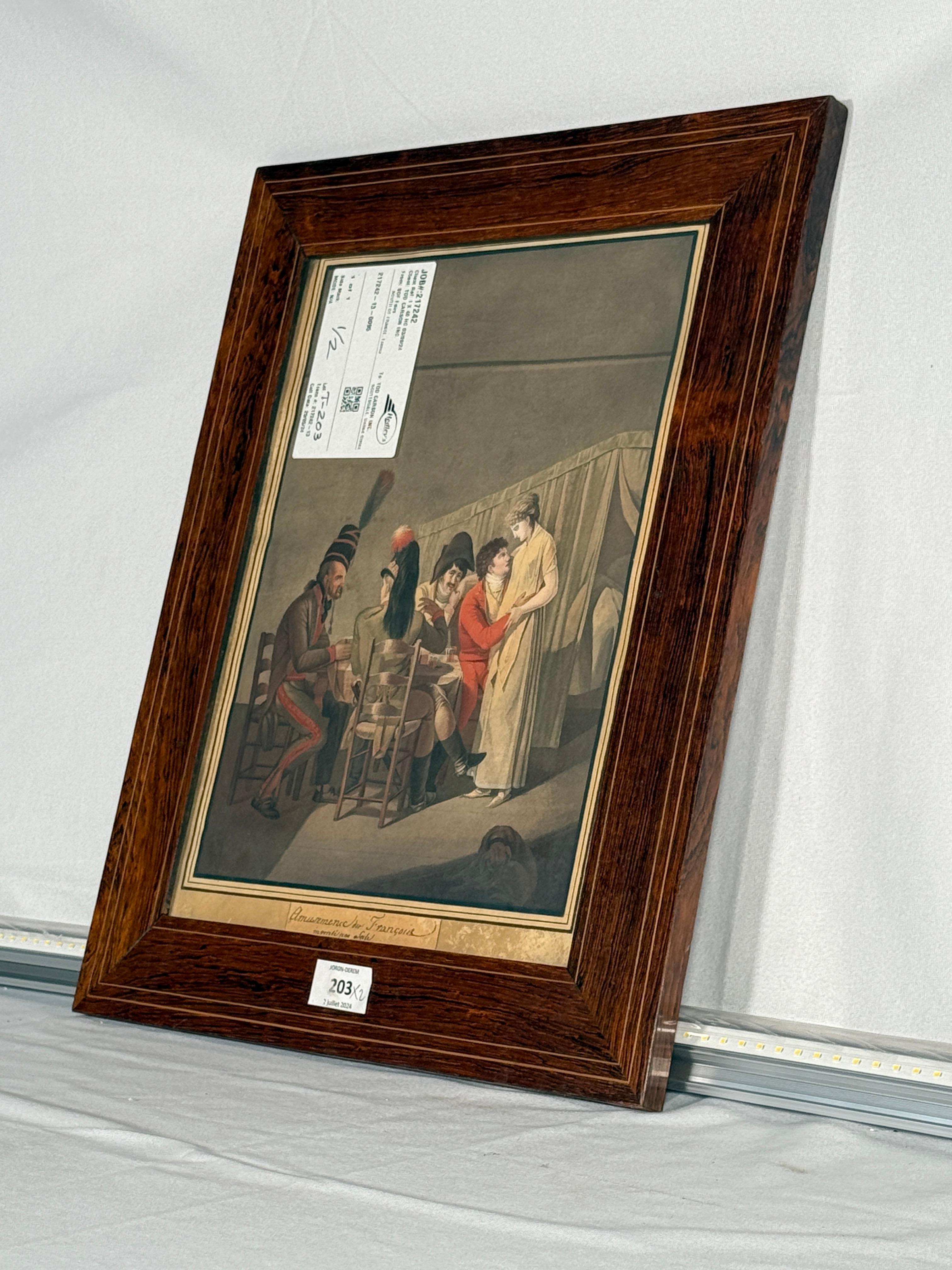 Napoleon III C1830. Pair of French Colored Engravings Amusing Francouis For Sale