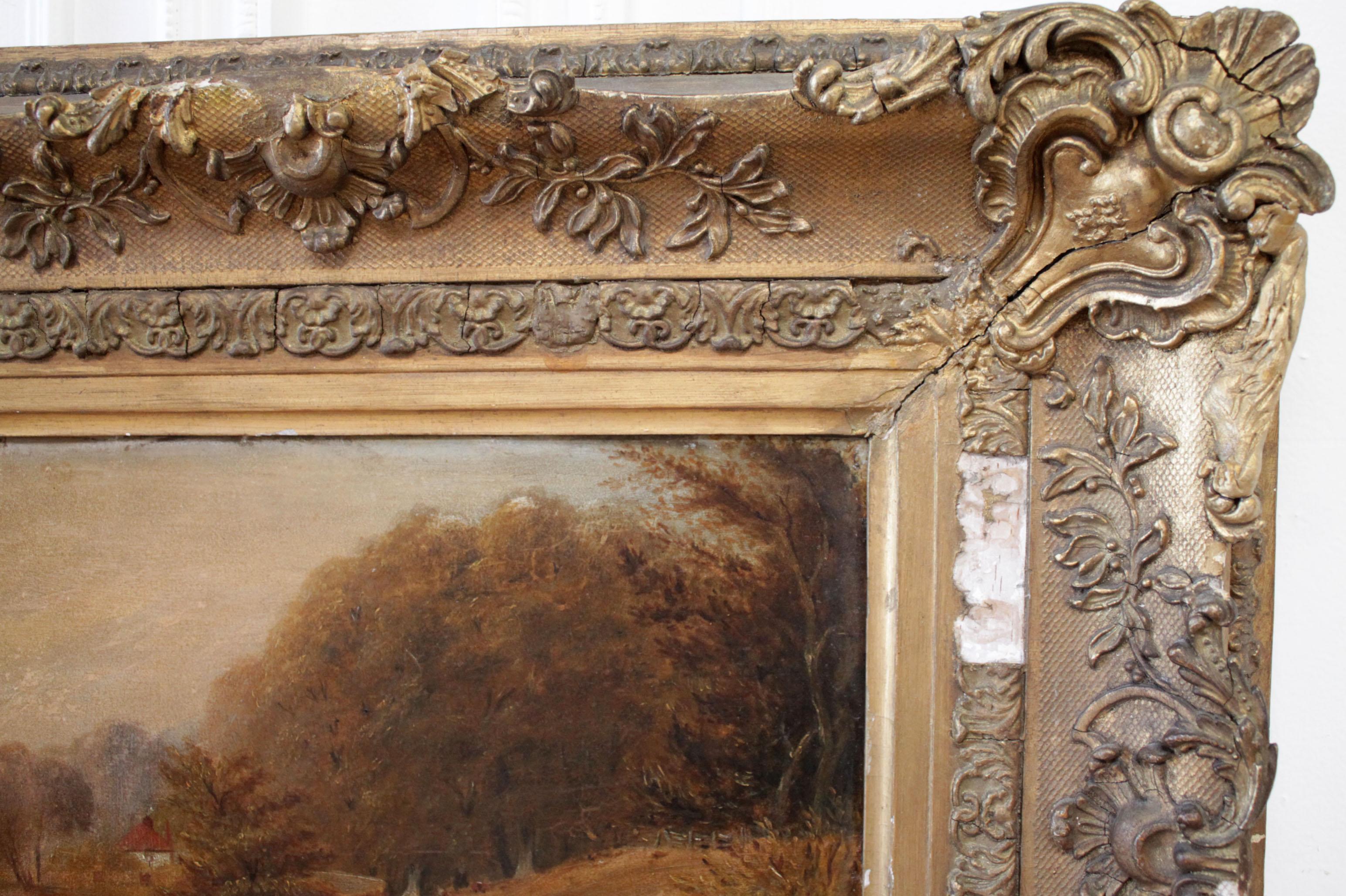 Roberson and Miller Oil on Canvas, circa 1835 In Good Condition For Sale In Brea, CA