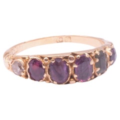 C1840 15K Regard Ring with Ruby, Emerald, Garnet, Amethyst, Ruby, Diamond