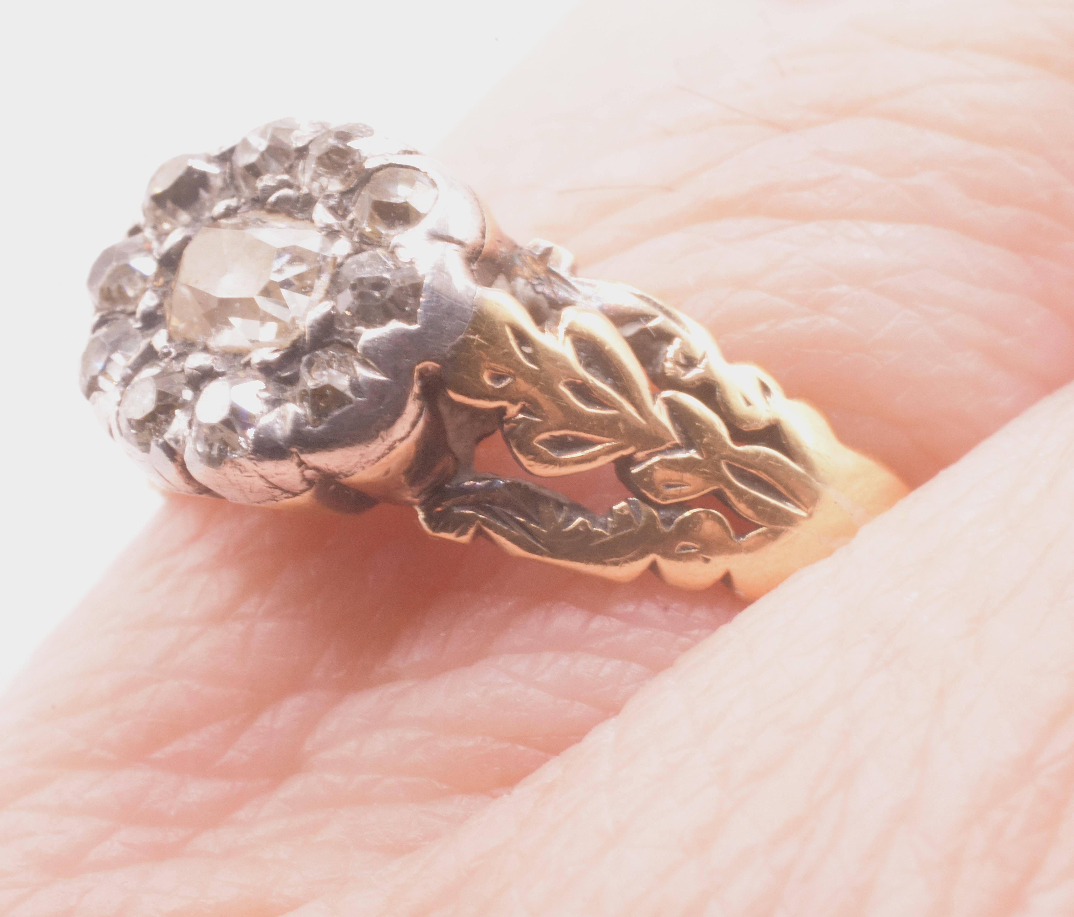 C1840 18K Early Victorian or Late Georgian Diamond Cluster Ring in vendita 4