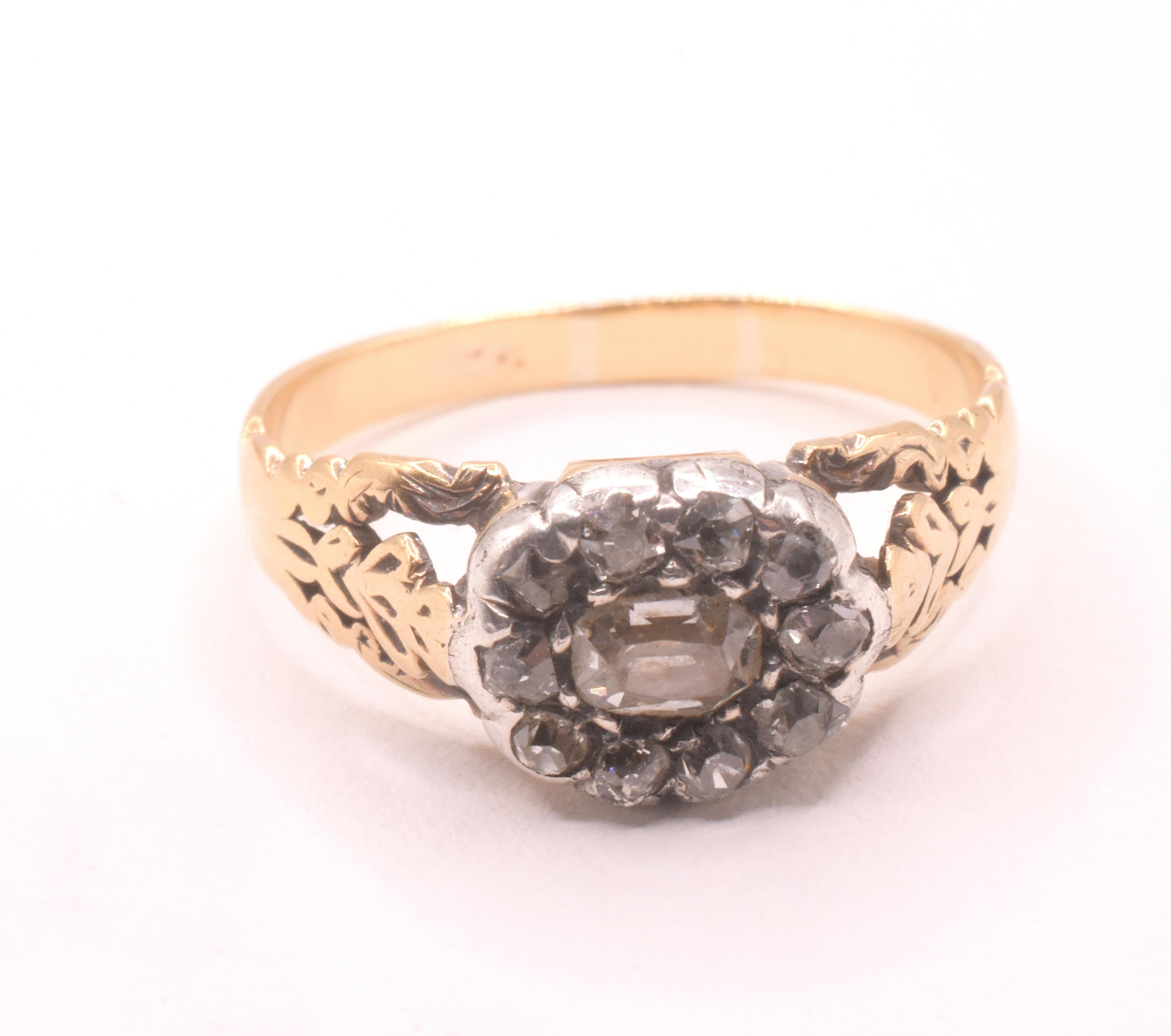 C1840 18K Early Victorian or Late Georgian Diamond Cluster Ring in vendita 1