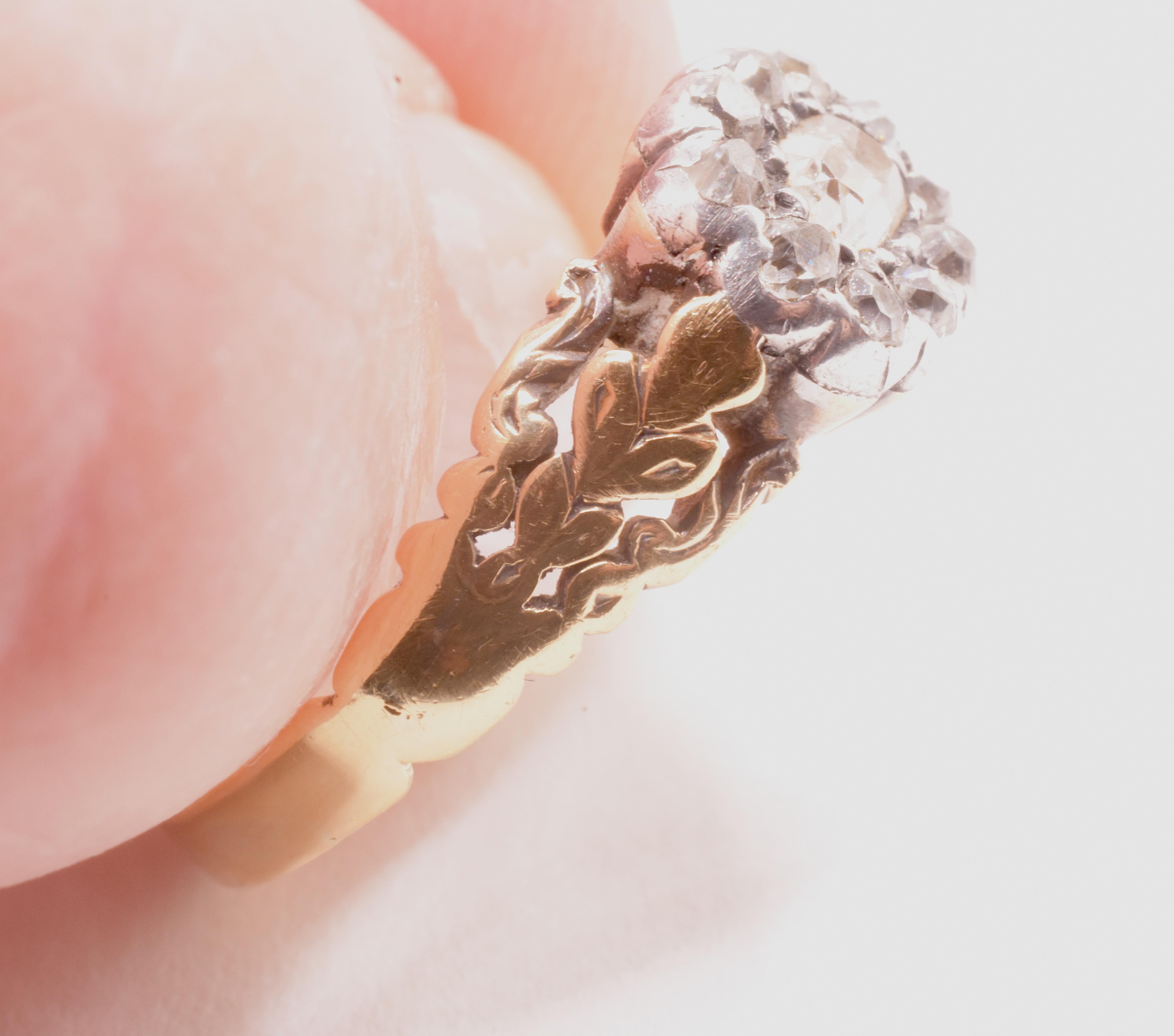 C1840 18K Early Victorian or Late Georgian Diamond Cluster Ring in vendita 3